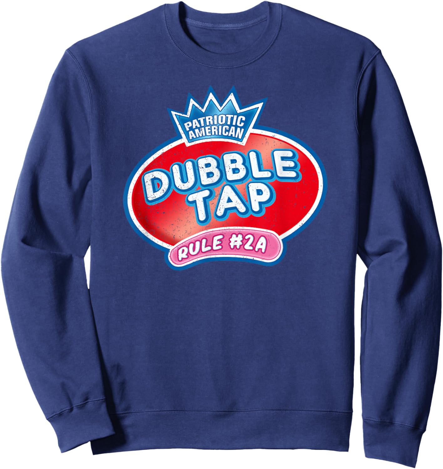 Retro Patriotic American Double Tap Rule 2A Vintage Grunge Sweatshirt - Sweatshirt | Navy