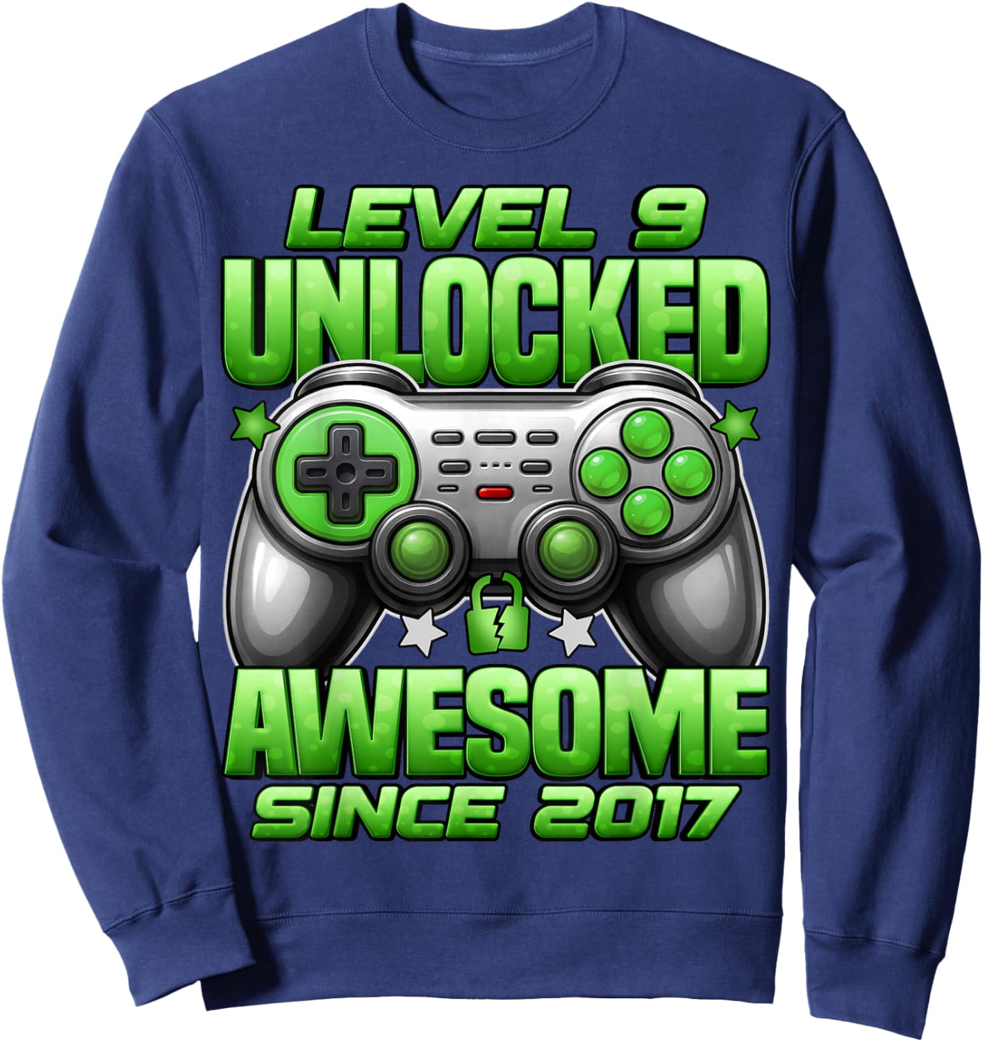 Level 9 Unlocked 9 Year Old Gifts for Boys 9th Birthday Boy Sweatshirt - Sweatshirt | Navy