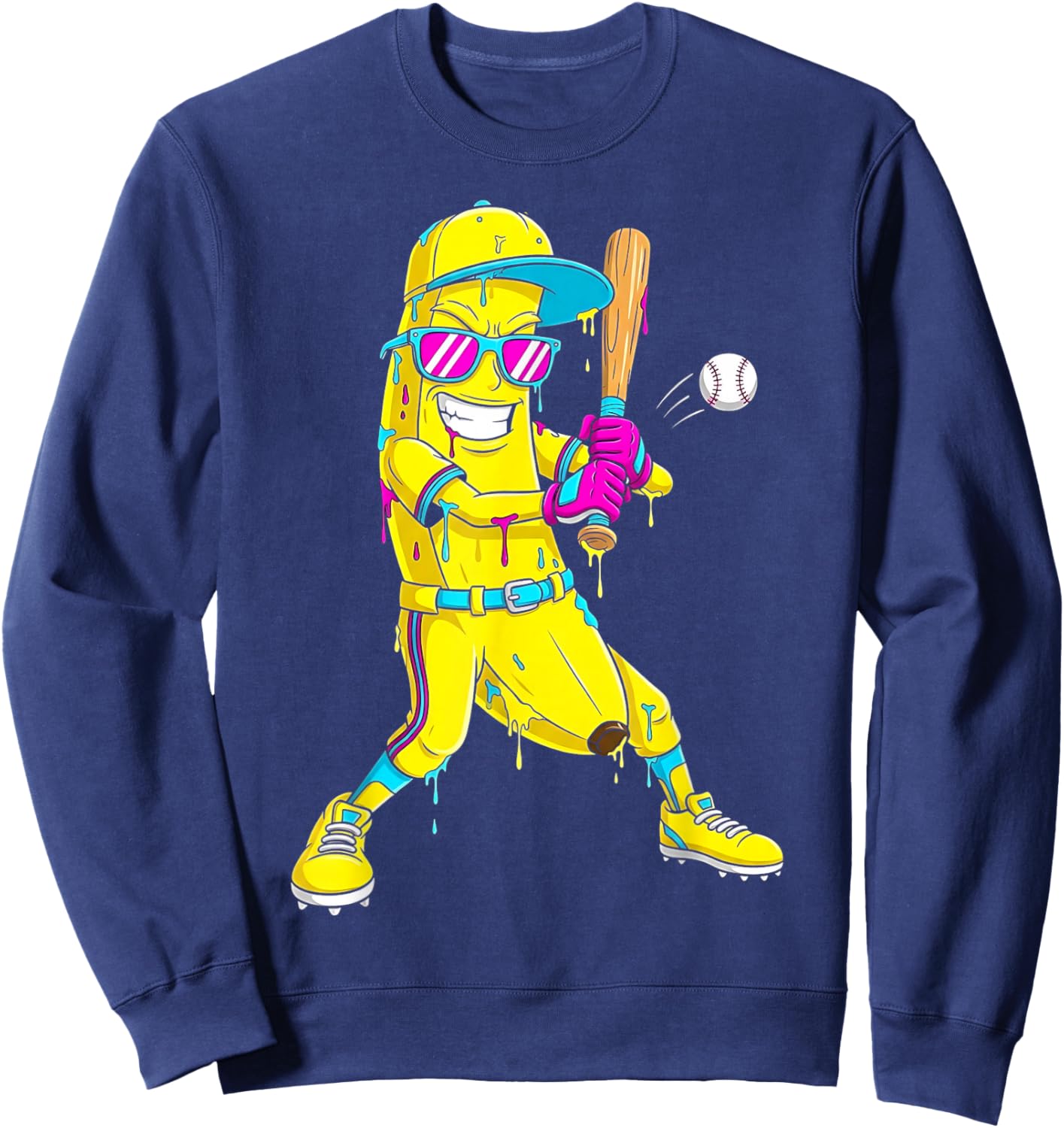 Banana Funny Baseball Drip Kids Youth Boys Girls Sweatshirt - Sweatshirt | Navy