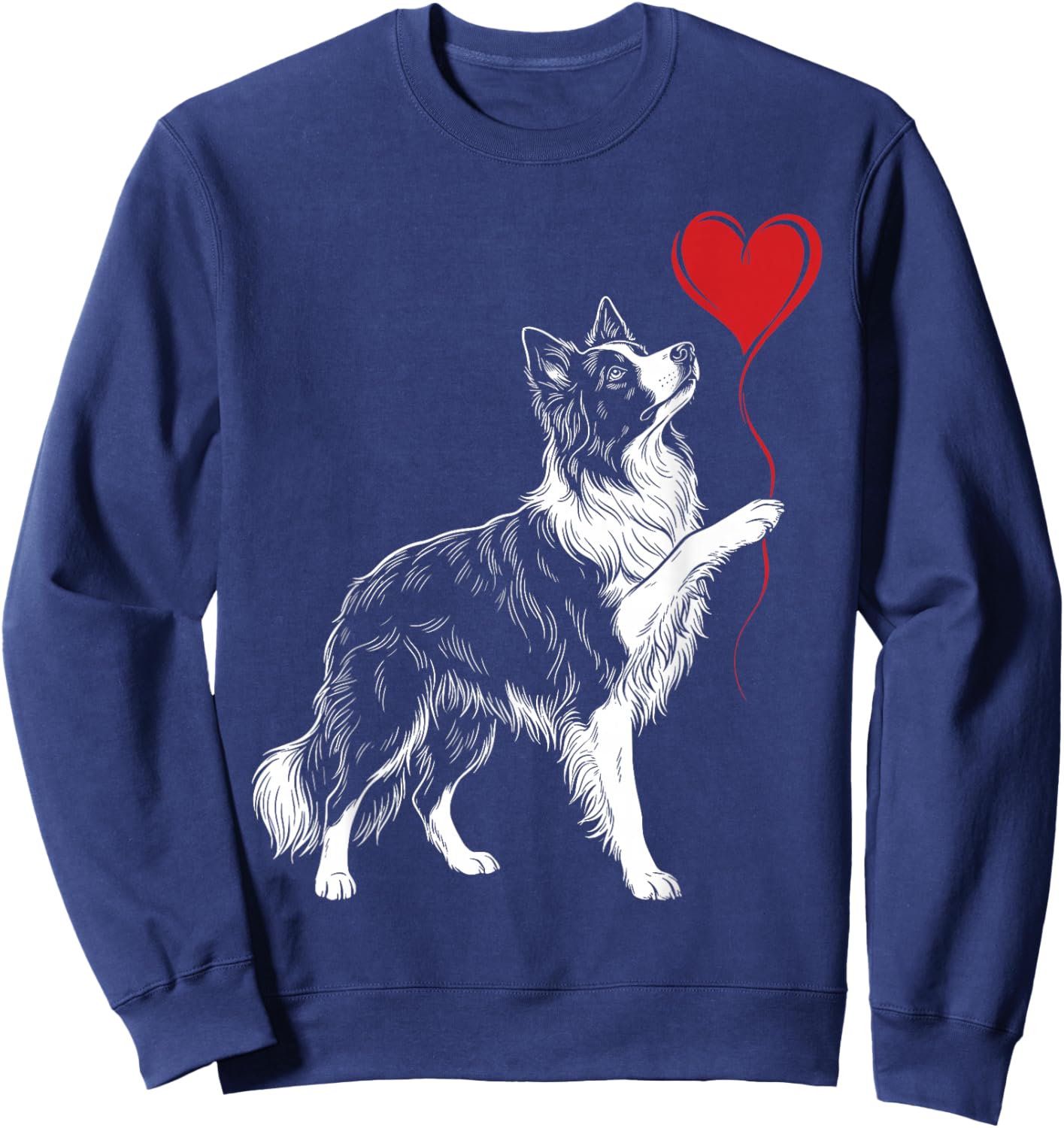 Border Collie Lover Dog Art Holding Heart Valentines Sweatshirt - Sweatshirt | Navy