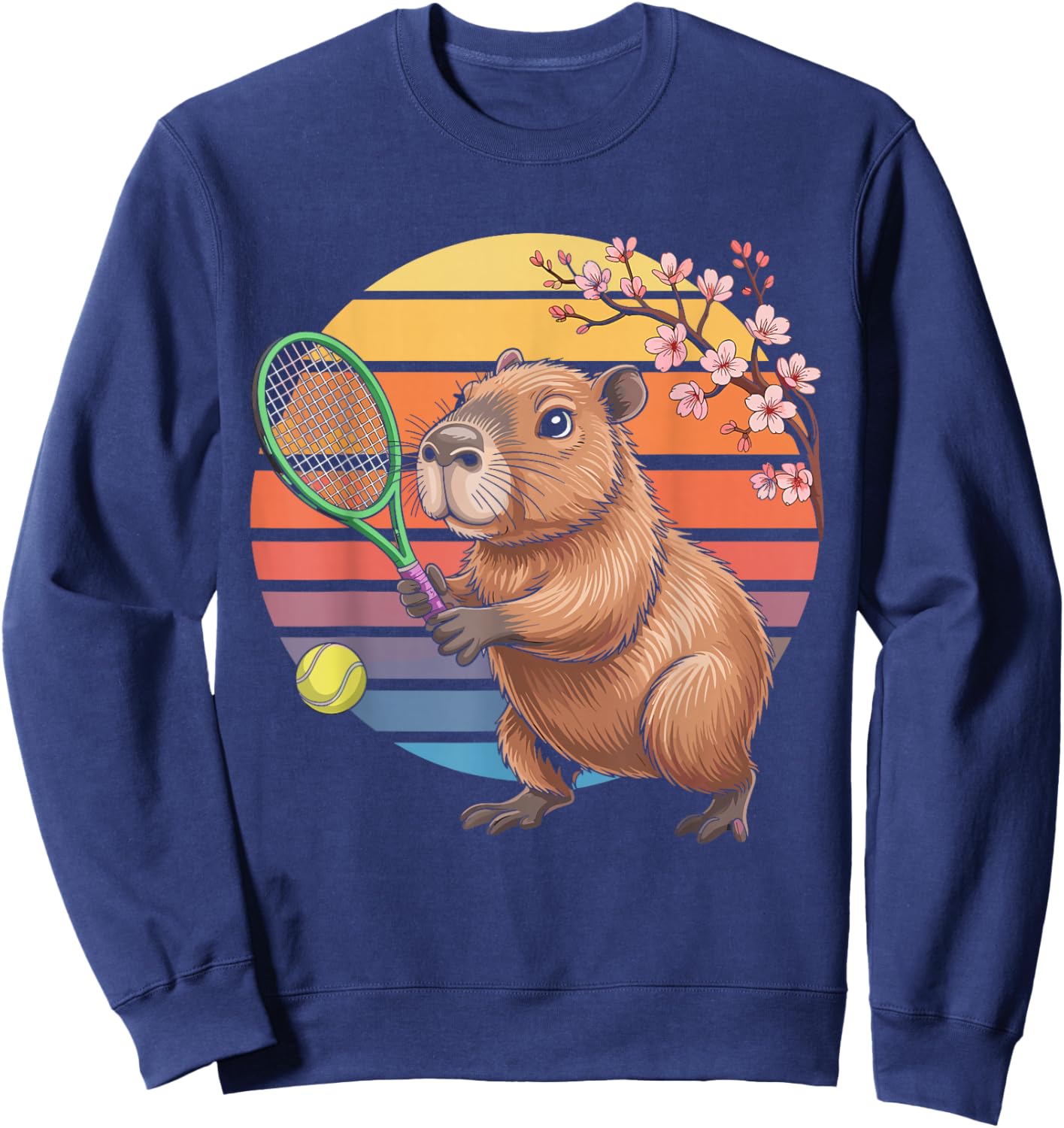 Funny Tennis Capybara Sweatshirt - Sweatshirt | Navy