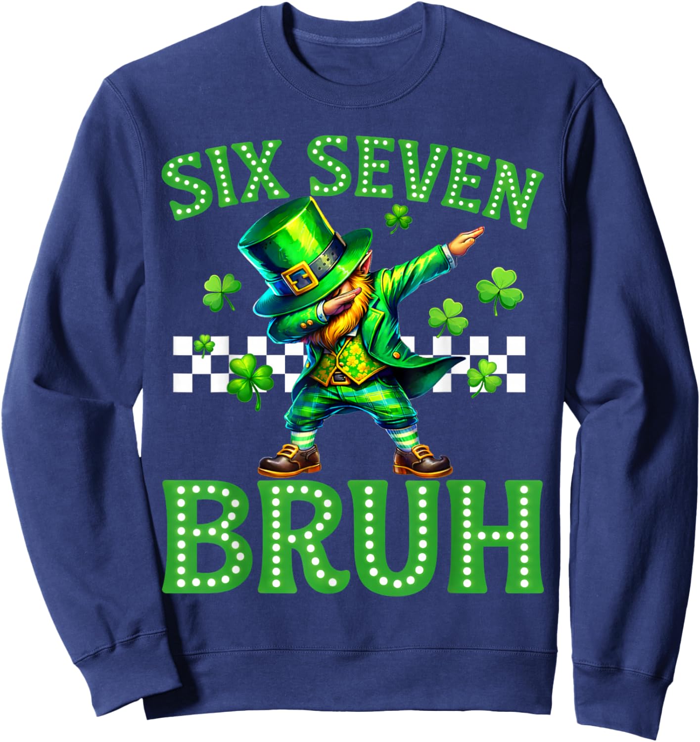 Boys st Patricks Day 67 Leprechaun Dab Six Seven Bruh Kids Sweatshirt - Sweatshirt | Navy