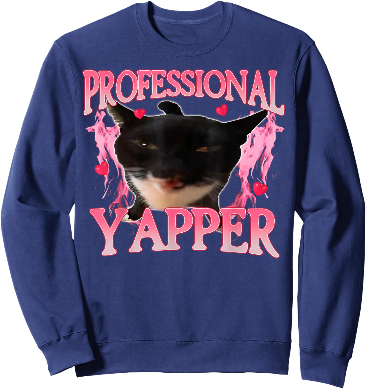 Funny Oddly Specific Dank Professional Yapper Cat Meme Sweatshirt - Sweatshirt | Navy