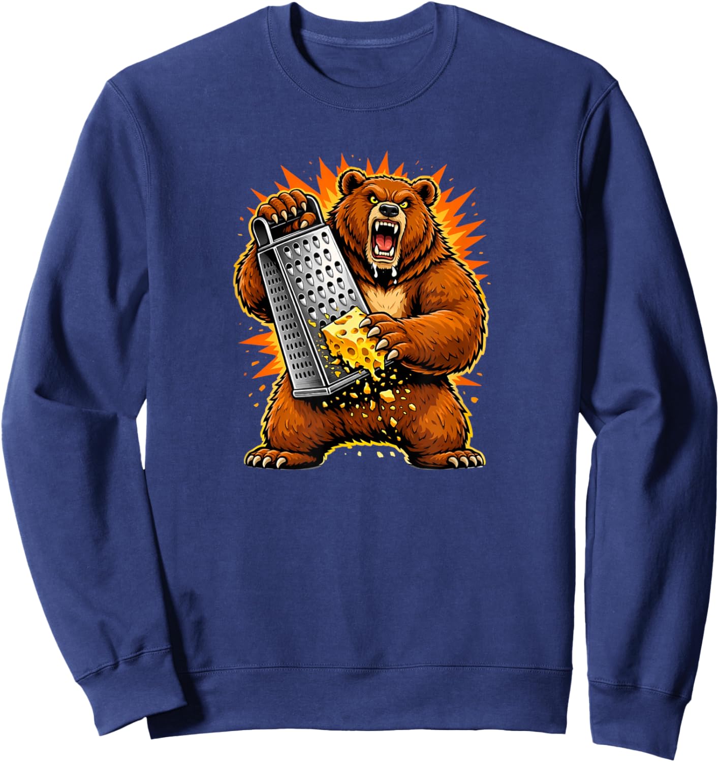 Angry Bear Grating Cheese Grater Hater Sweatshirt - Sweatshirt | Navy