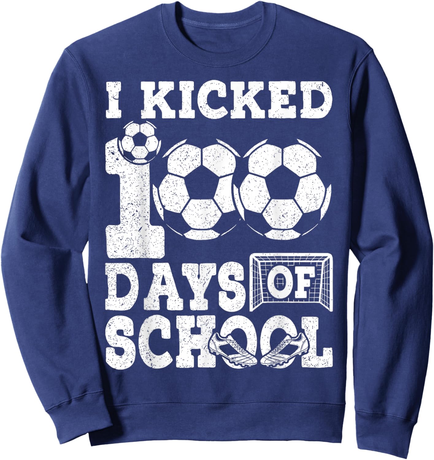 100 Days of School Boys Kids 100th Day of School Soccer Sweatshirt - Sweatshirt | Navy
