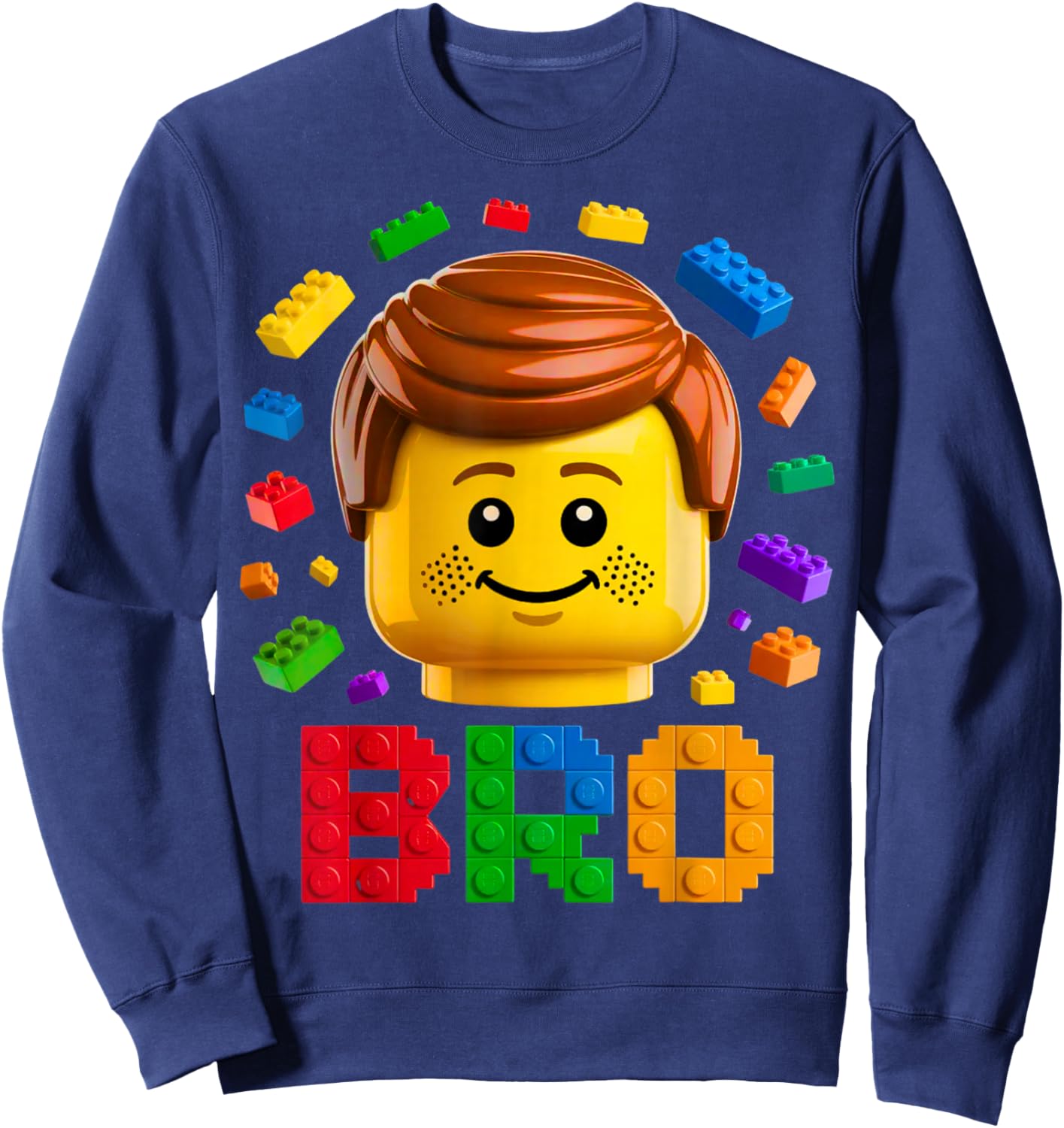 Family Brother Master Builder Building Brick Blocks Boy Kids Sweatshirt - Sweatshirt | Navy