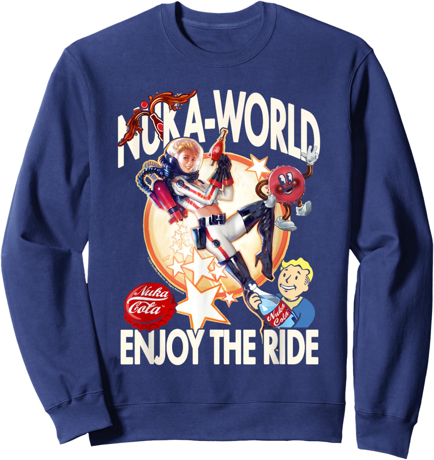 Fallout Video Game Nuka World Enjoy The Ride Vault Boy Sweatshirt - Sweatshirt | Navy