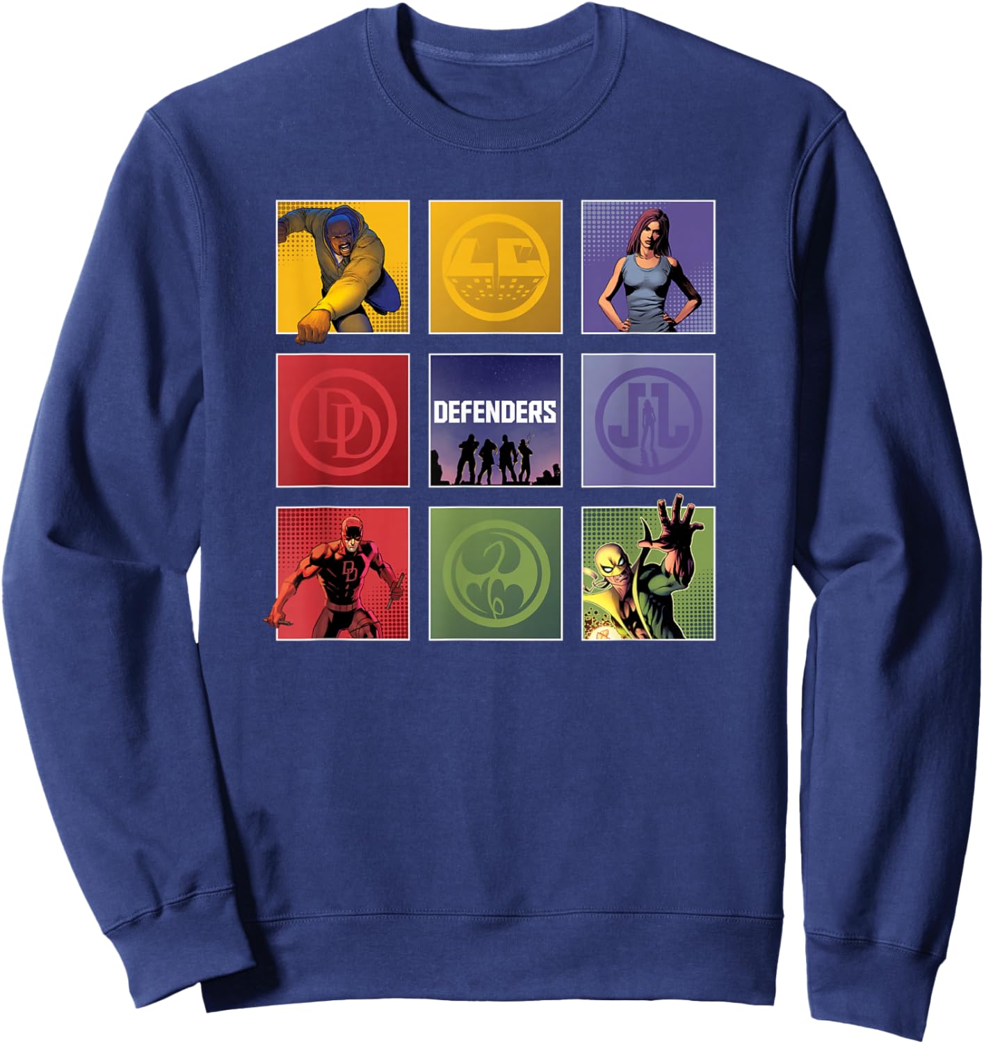 Marvel Comics The Defenders Colorful Boxed Up Sweatshirt - Sweatshirt | Navy