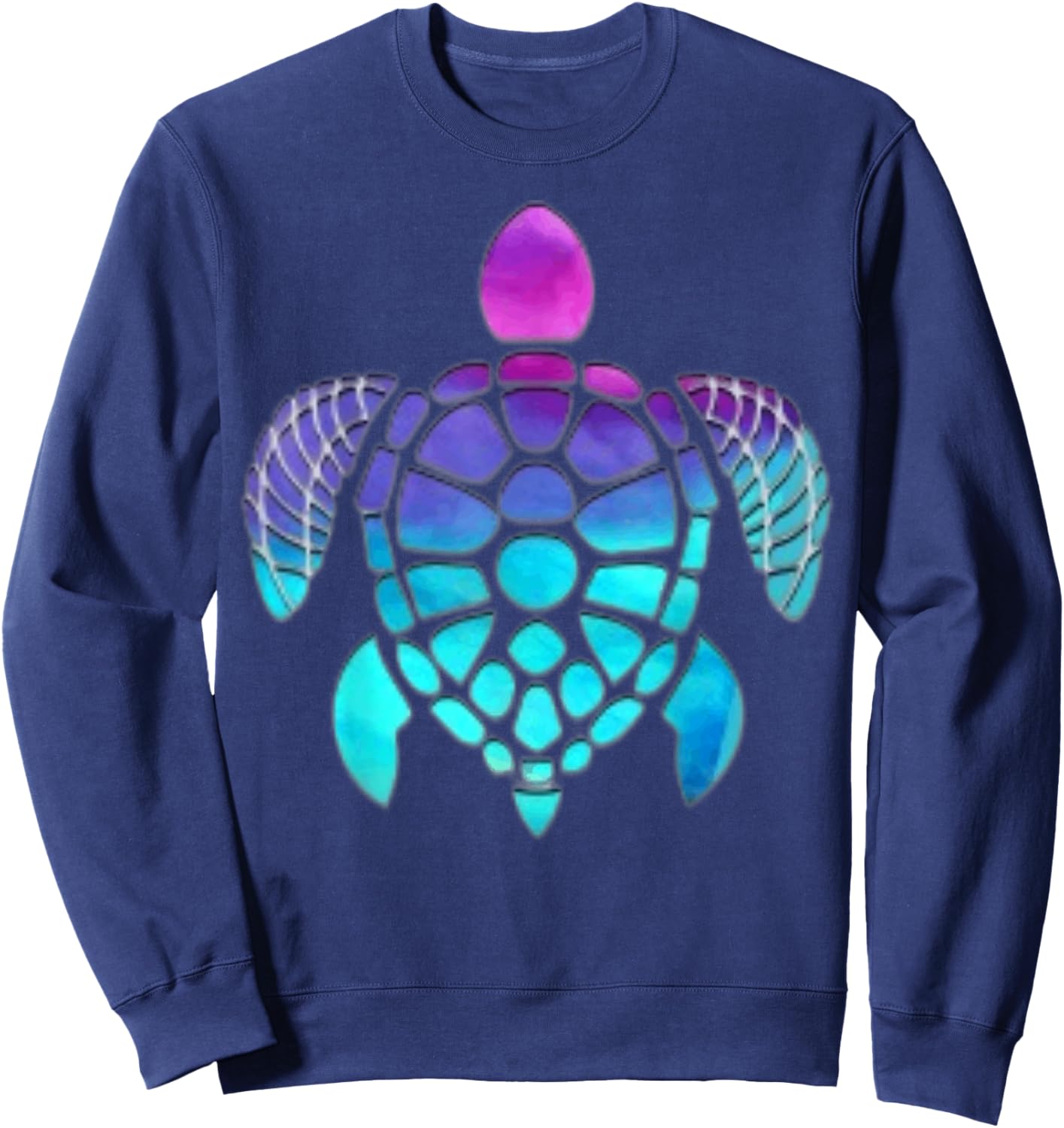 Purple Turquoise Turtle Light Silver Pattern Turtles Lover Sweatshirt - Sweatshirt | Navy