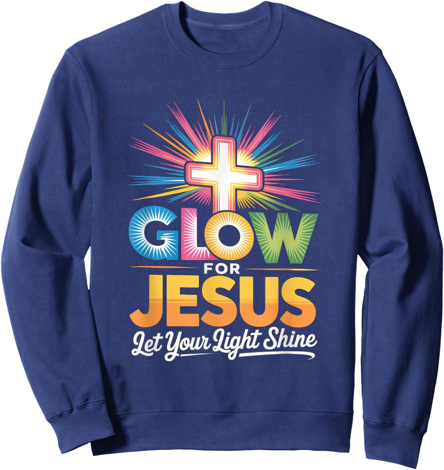 Glow for Jesus Christian Faith Lion God Christianity Sweatshirt - Sweatshirt | Navy