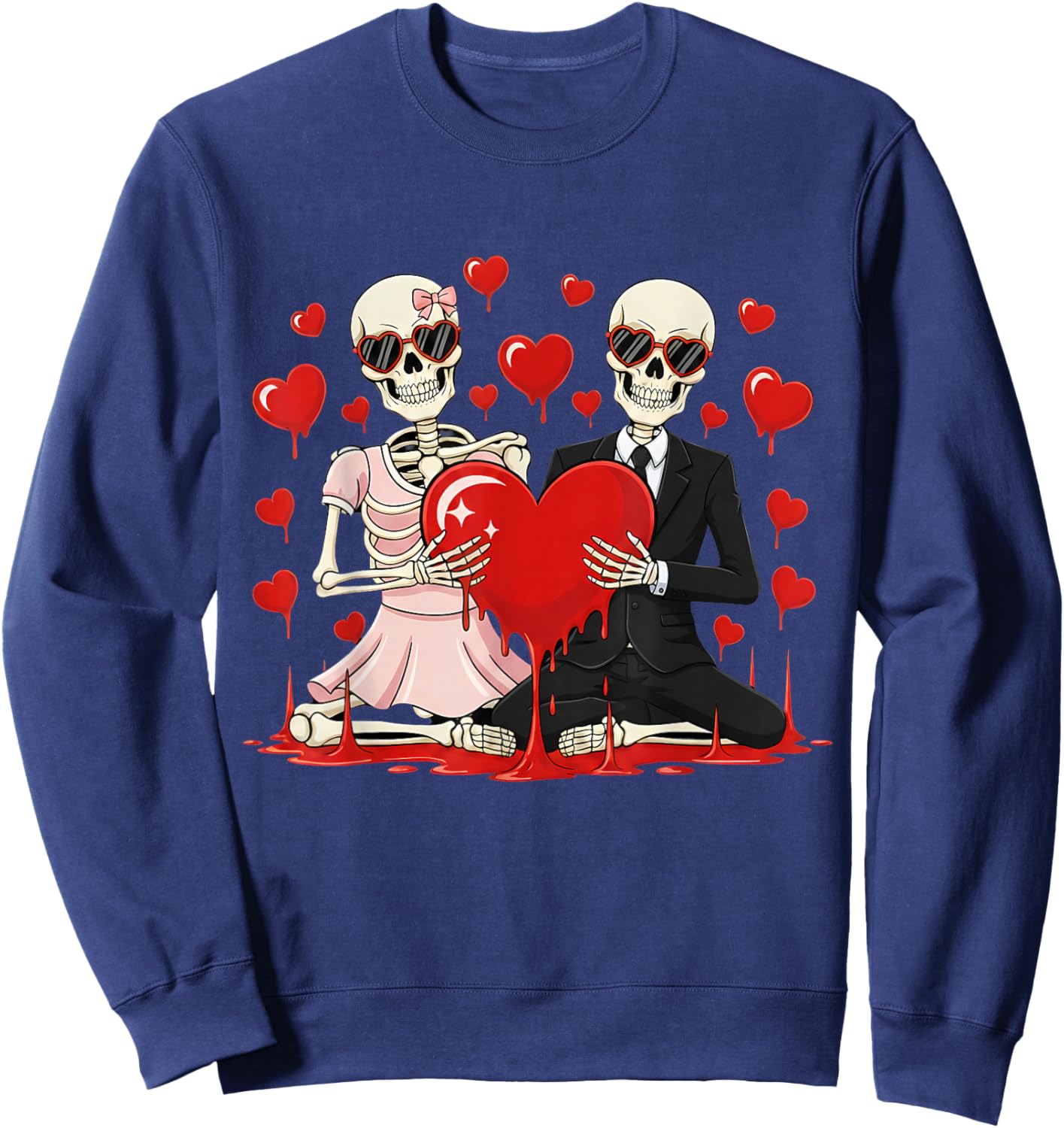 Valentine Skeleton Lover Cute Valentines Day Sweatshirt - Sweatshirt | Navy