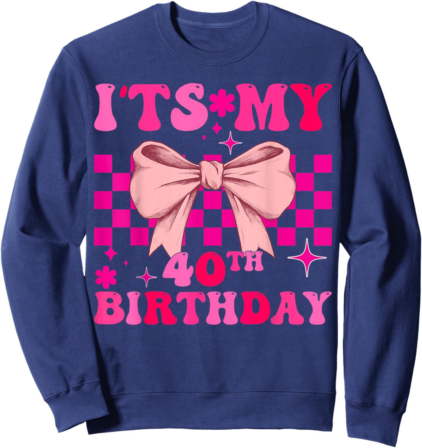 Groovy It’s My 40th Birthday Coquette Bow Girls Sweatshirt - Sweatshirt | Navy