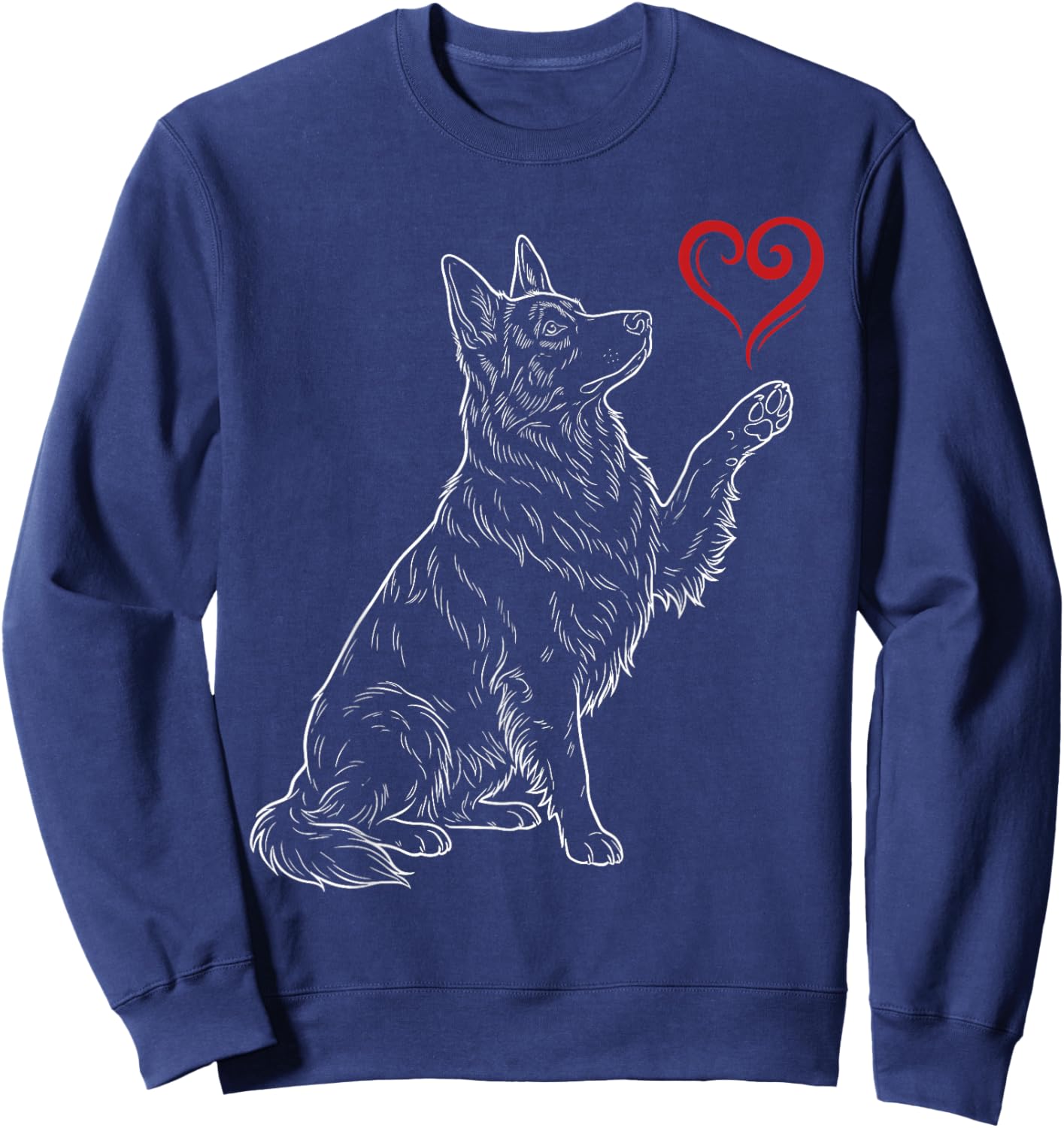 German Shepherd Lover Dog Art Holding Heart Valentines Sweatshirt - Sweatshirt | Navy