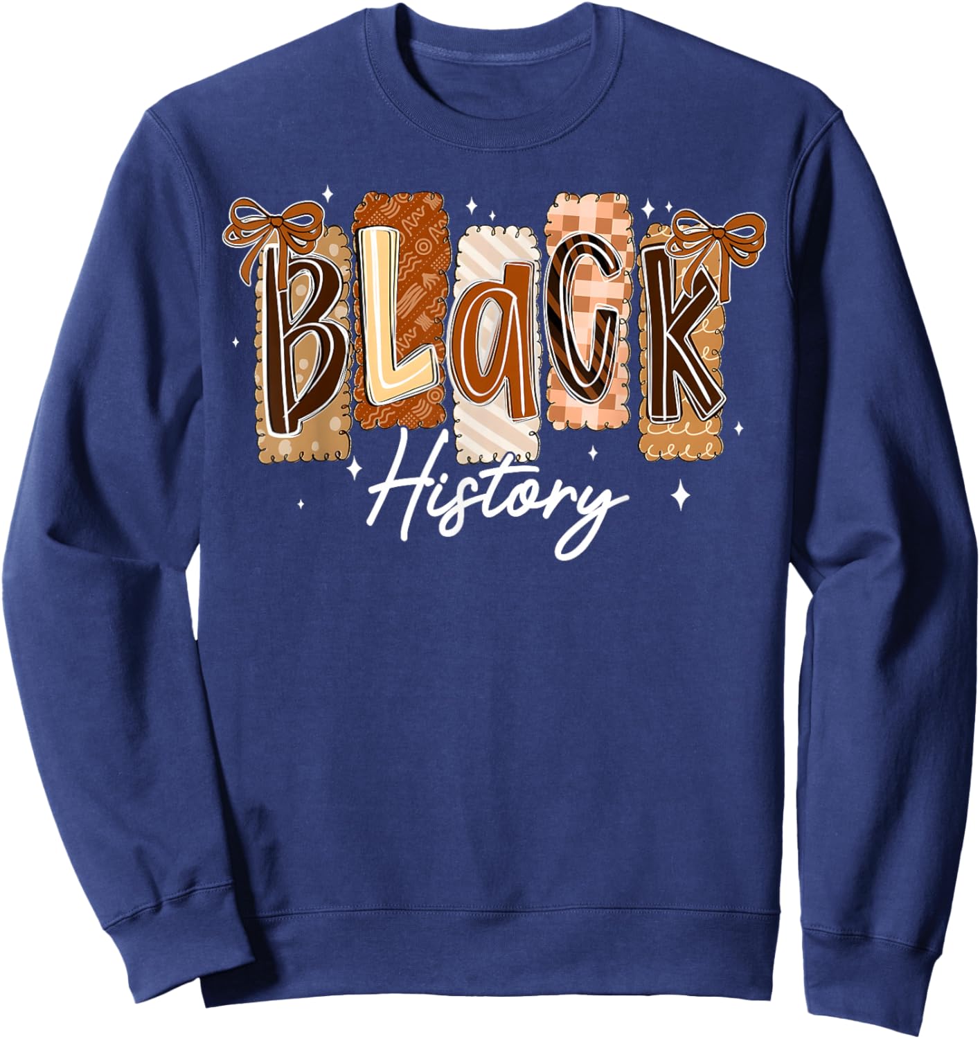 Preppy Black History Coquette Bow African Girl Women Kid Sweatshirt - Sweatshirt | Navy