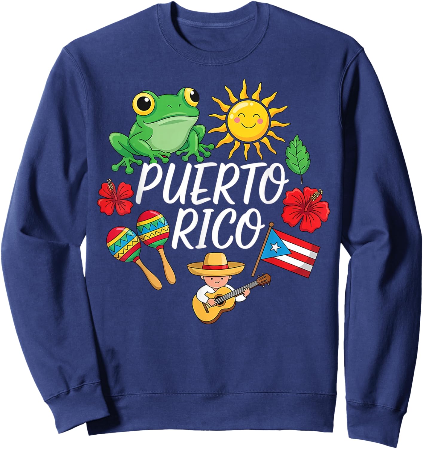 Puerto Rican Outfit Hispanic Puertorico Boricua Rican Sweatshirt - Sweatshirt | Navy
