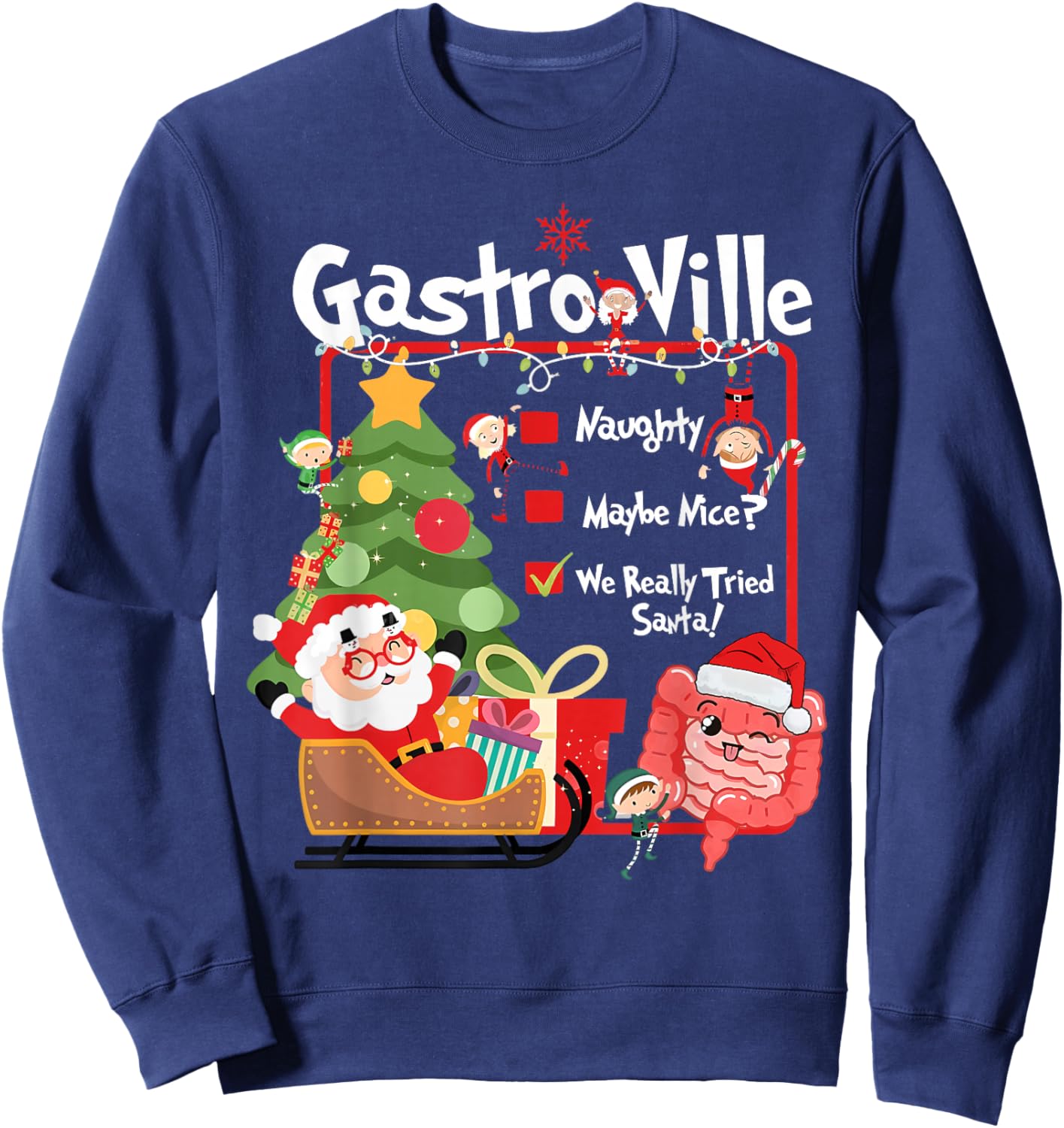 Gastroenterology Christmas List Tech RN GI Endoscopy Nurse Sweatshirt - Sweatshirt | Navy