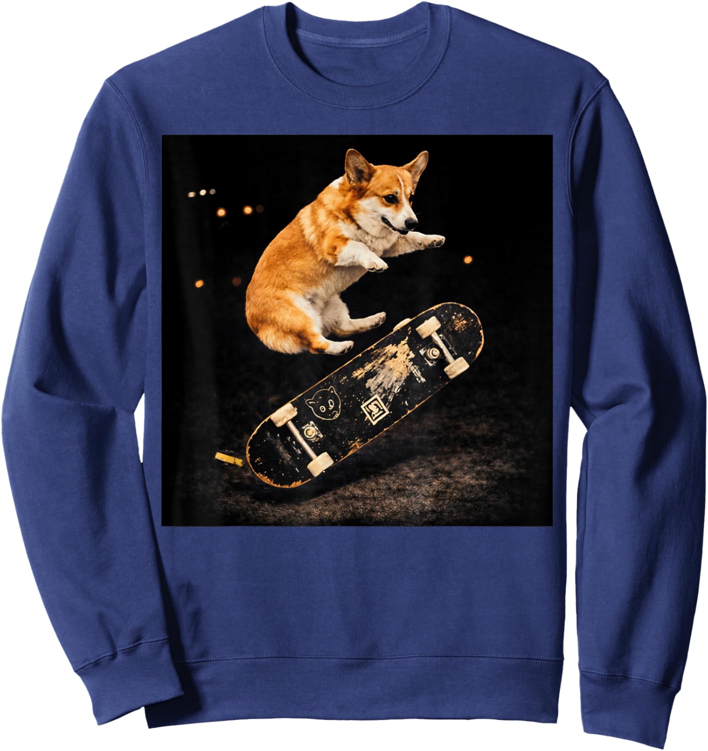 Corgi Skateboarding Funny Dog Street Style Dog Art Sweatshirt - Sweatshirt | Navy
