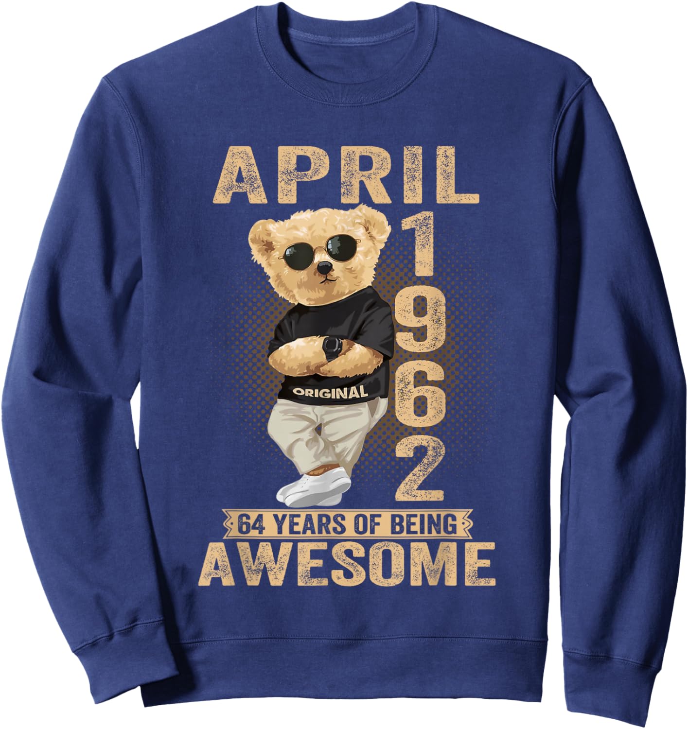 April 1962 64th Birthday 2026 Women 64 Years Teddy Bear Sweatshirt - Sweatshirt | Navy