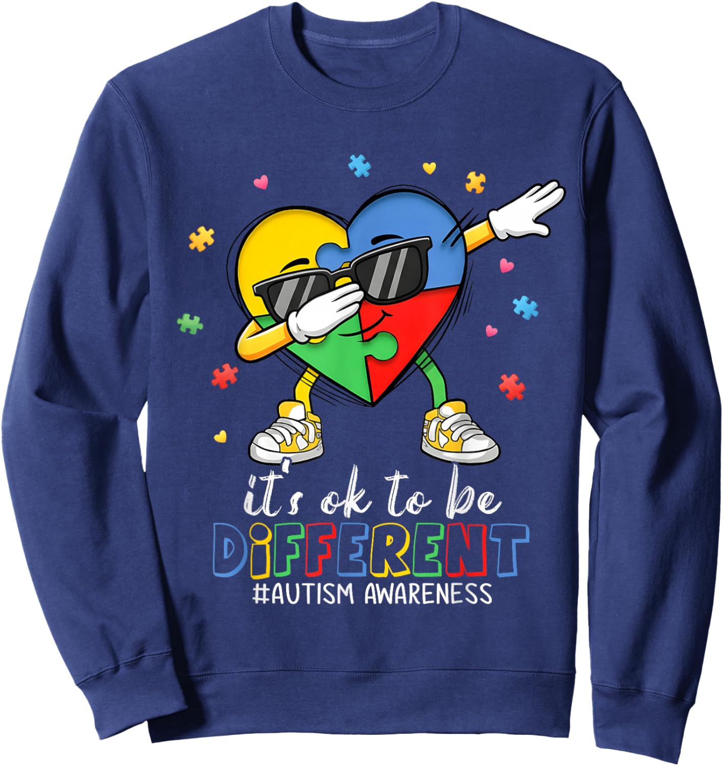 It's Ok to Be Different Autism Awareness Dabbing Boy Girl Sweatshirt - Sweatshirt | Navy