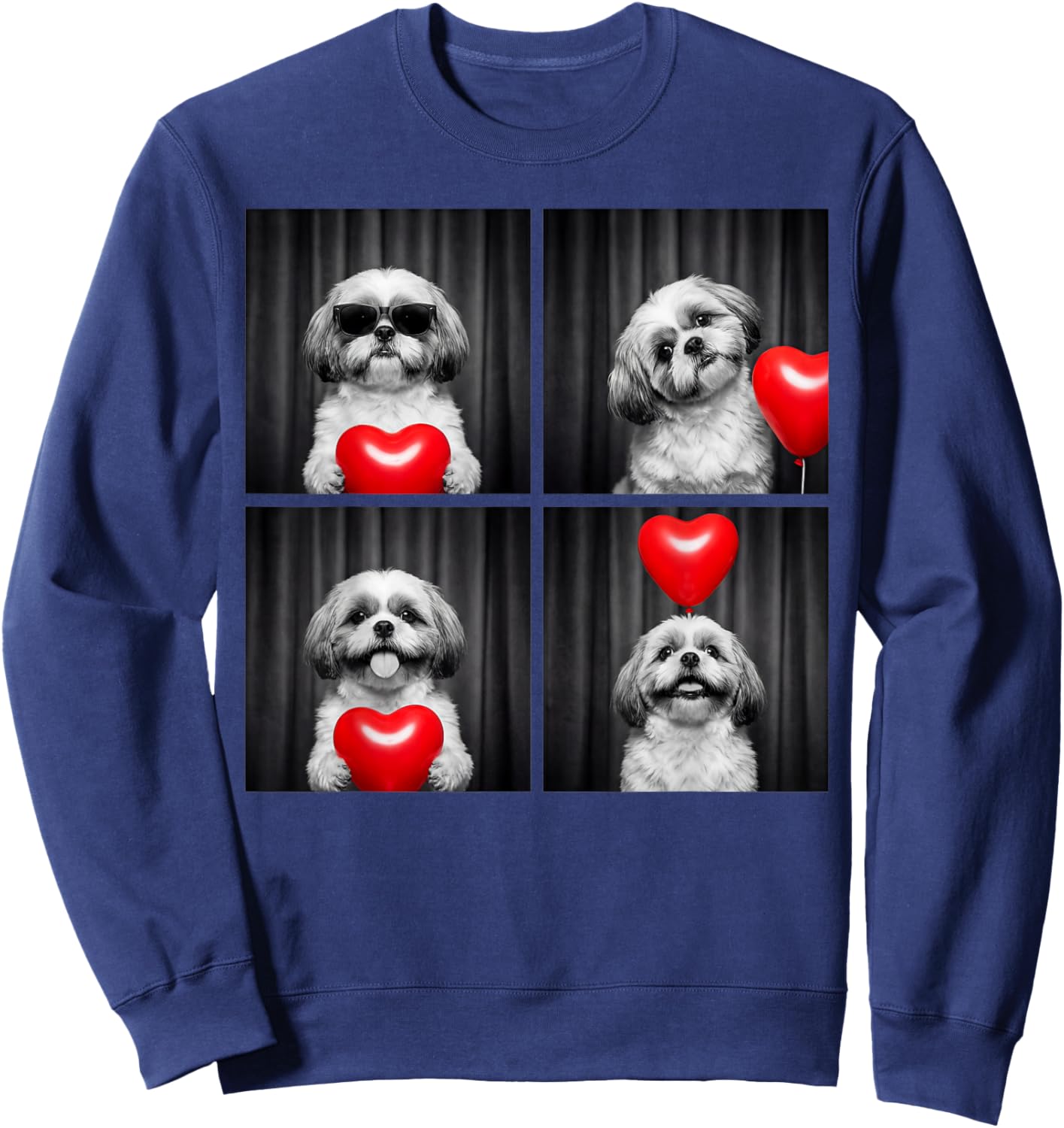 Funny Shih Tzu Photobooth Dog Lover Design Valentines Sweatshirt - Sweatshirt | Navy
