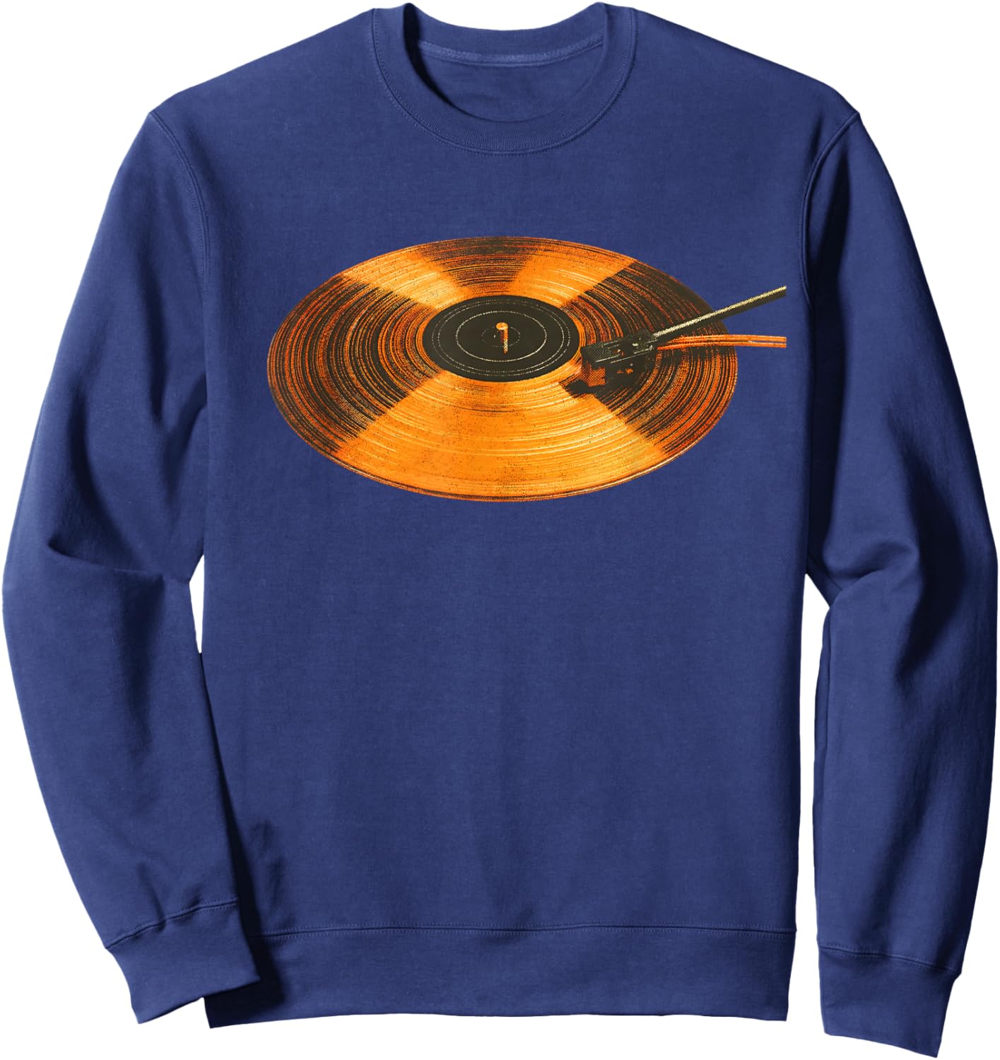 Spinning Vinyl Record Design for Music Lovers and DJs Sweatshirt - Sweatshirt | Navy