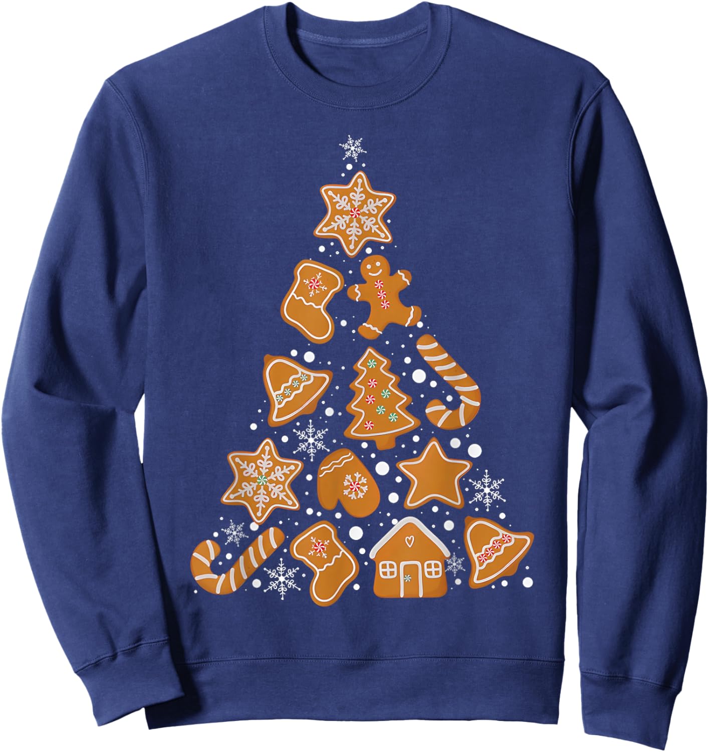 Retro Checkered Gingerbread Christmas Coquette Bow Men Women Sweatshirt - Sweatshirt | Navy