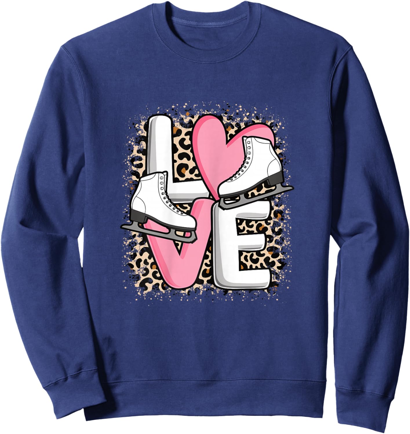 Love Ice Skating Cute Skate Figure Skater Women Girls Sweatshirt - Sweatshirt | Navy