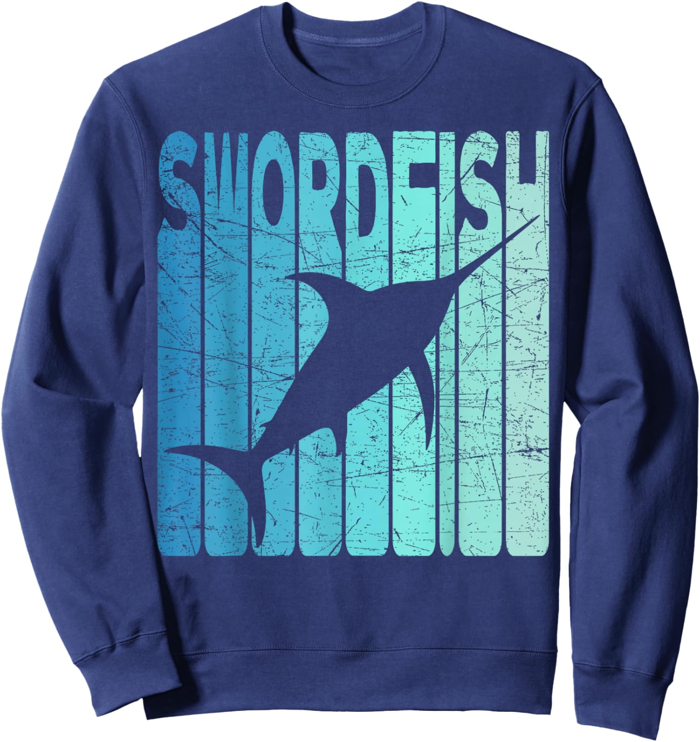Swordfish Vintage Swordfish Fishing Retro Seafood Sweatshirt - Sweatshirt | Navy