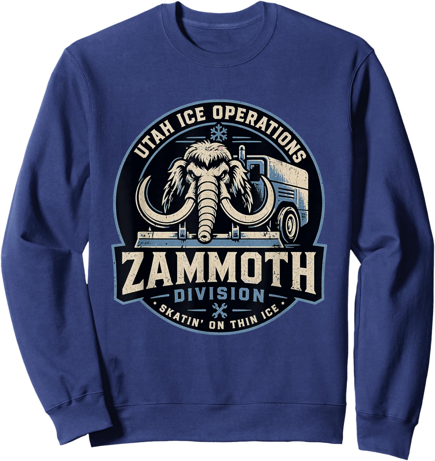 Zammoth Crew Mammoth Ice Machine Utah Fan Funny Hockey Sweatshirt - Sweatshirt | Navy