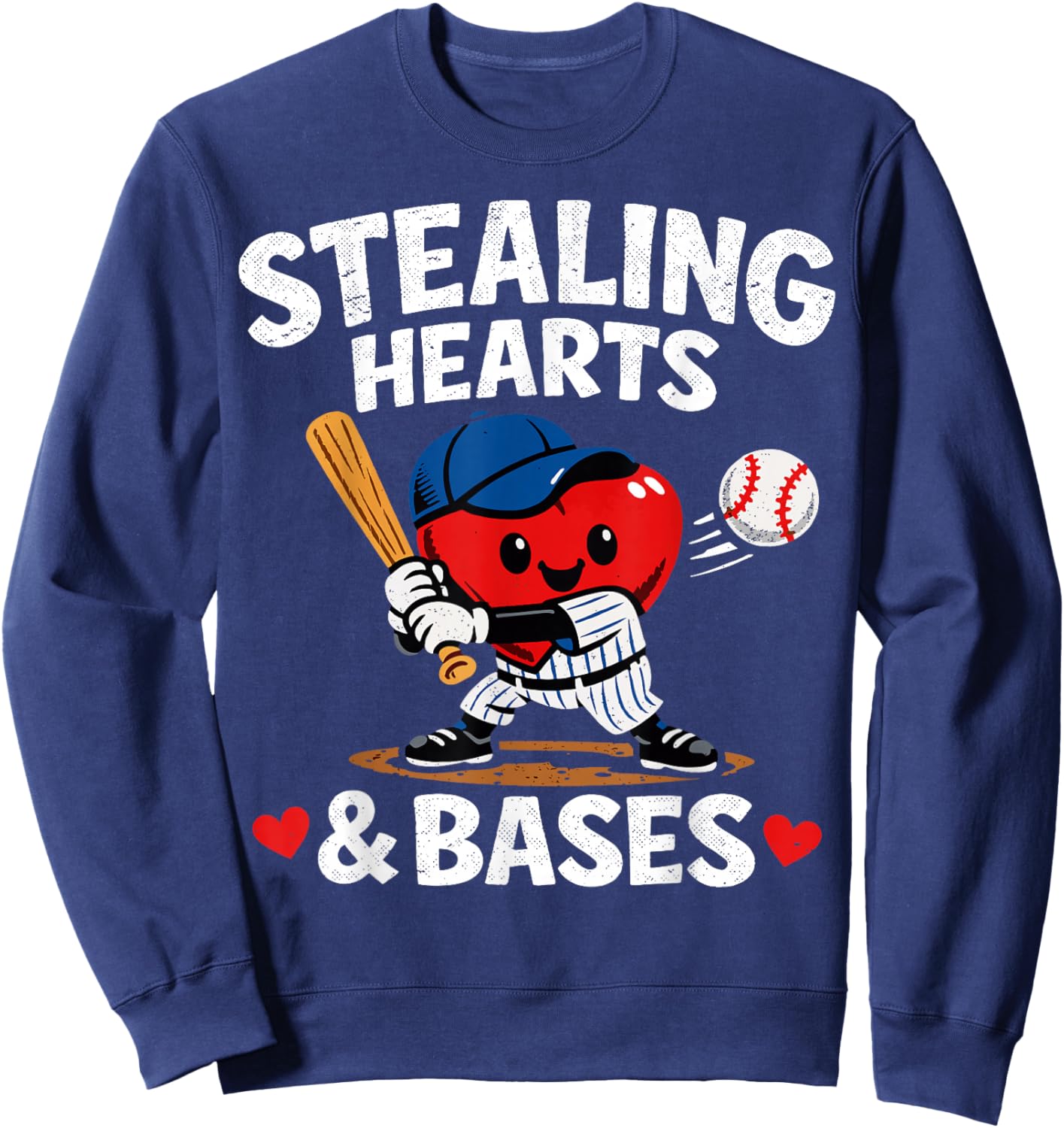 Stealing Hearts & Bases Valentine’s Day Baseball Love Sweatshirt - Sweatshirt | Navy