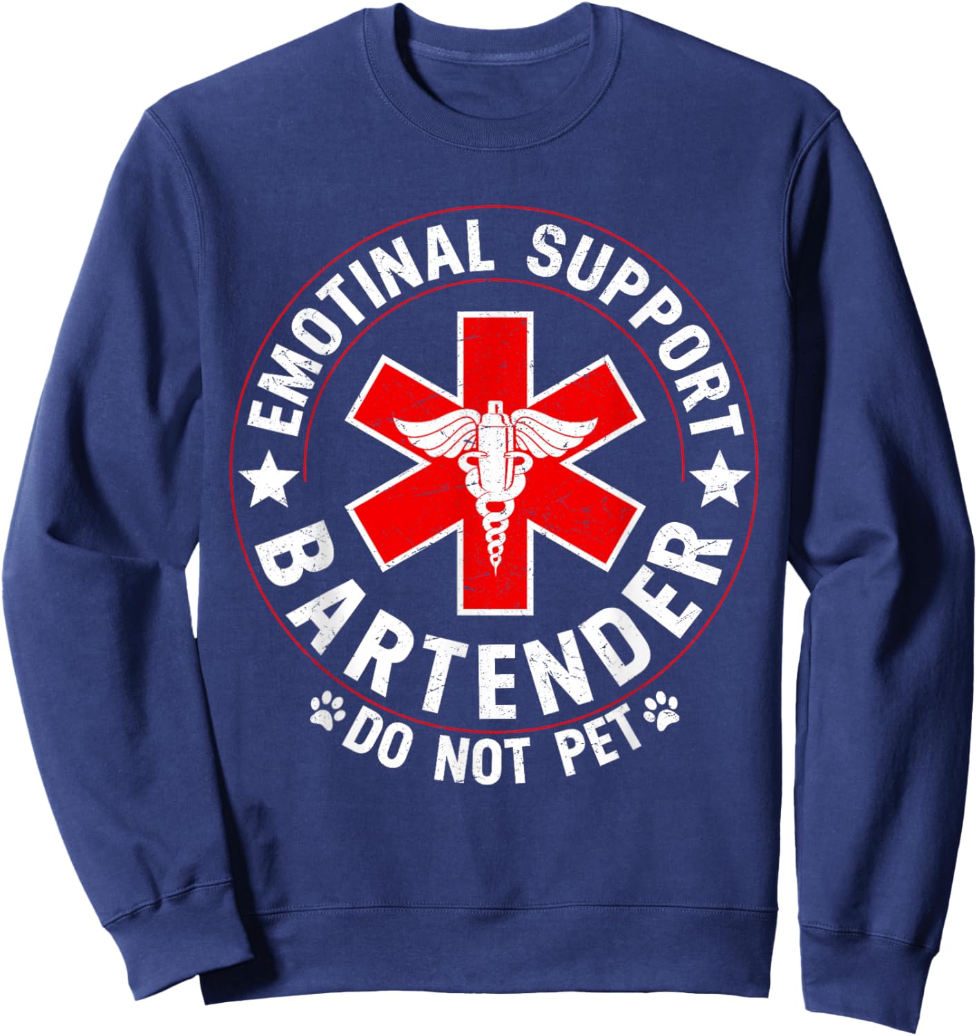 Emotional Support Bartender Do Not Pet Sweatshirt - Sweatshirt | Navy