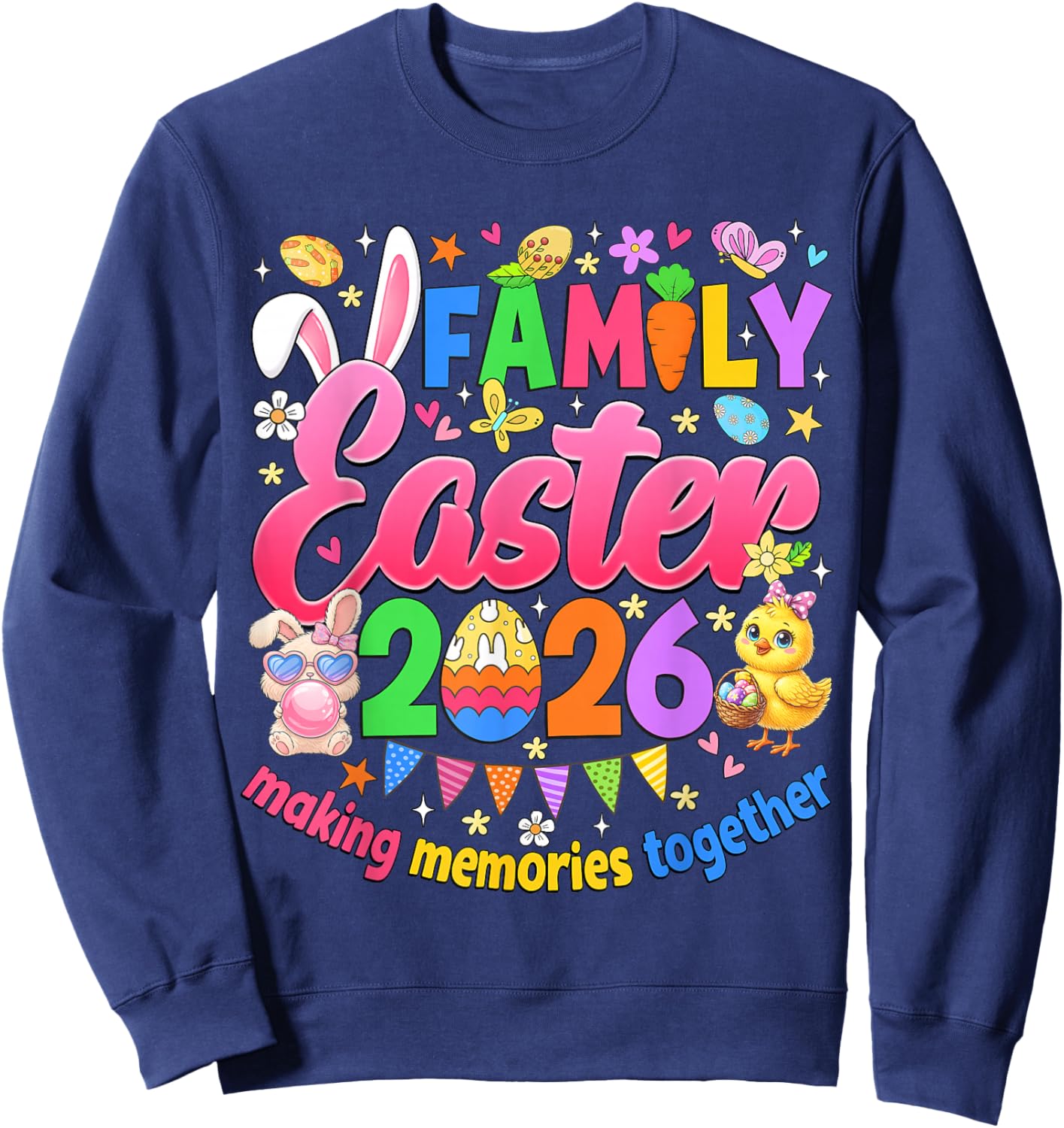 Family Easter 2026 Making Memories Together Easter Day Kids Sweatshirt - Sweatshirt | Navy