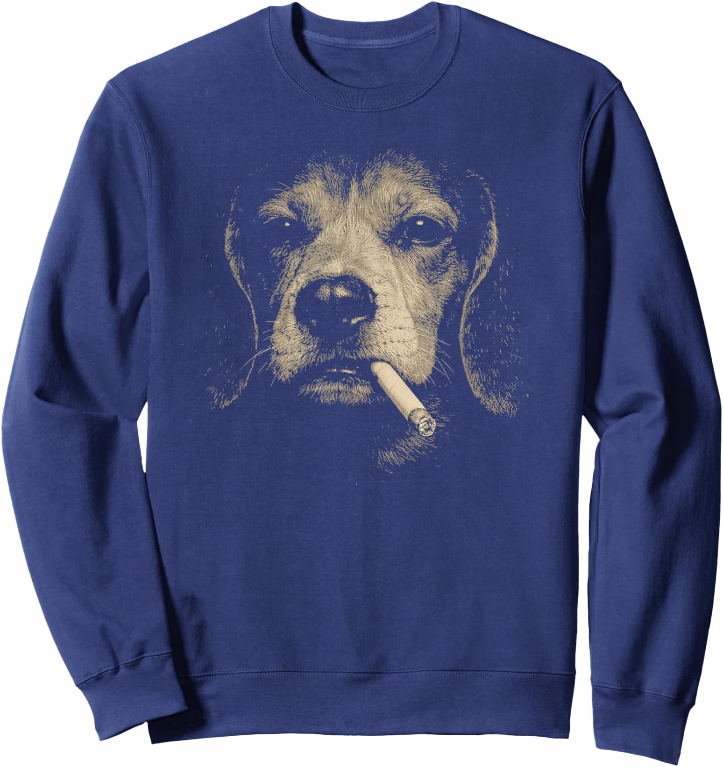 Dog Smoking Cigarette Funny Beagle Meme Sweatshirt - Sweatshirt | Navy