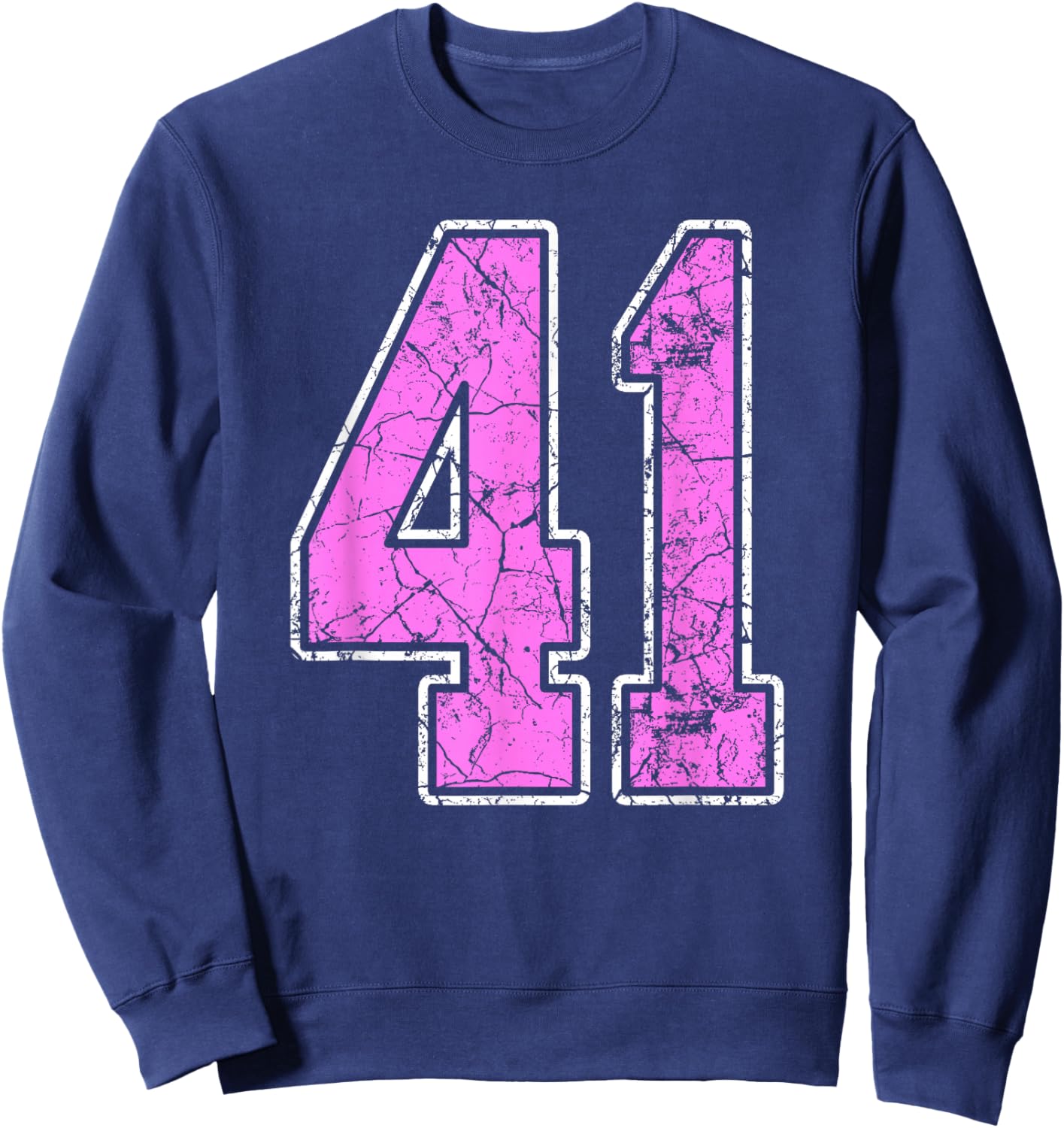 Grunge Pink and Pink Number 41 Jersey Player Uniform #41 Sweatshirt - Sweatshirt | Navy
