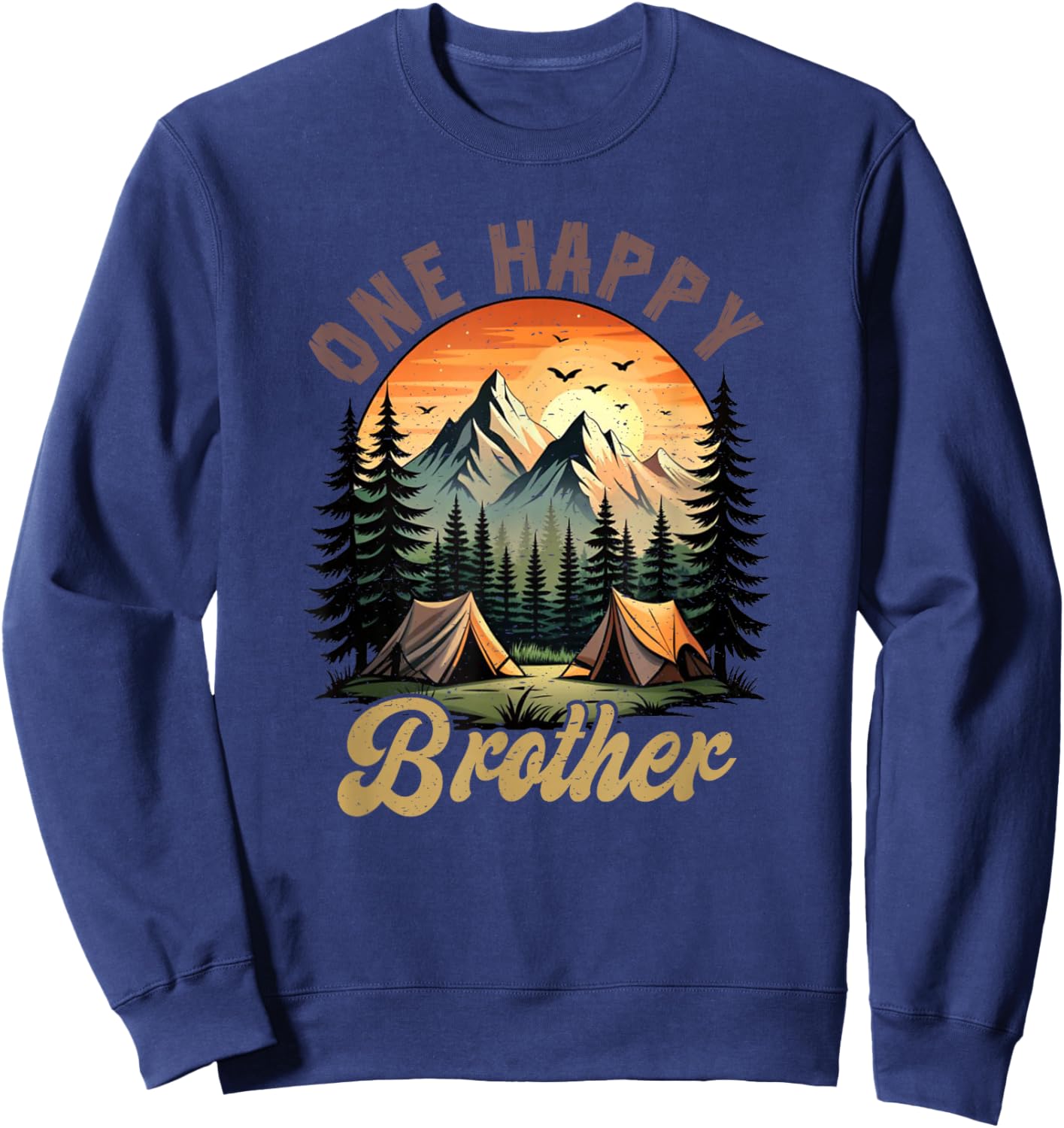 One Happy Brother Camper 1St Birthday Camping Bear Sweatshirt - Sweatshirt | Navy