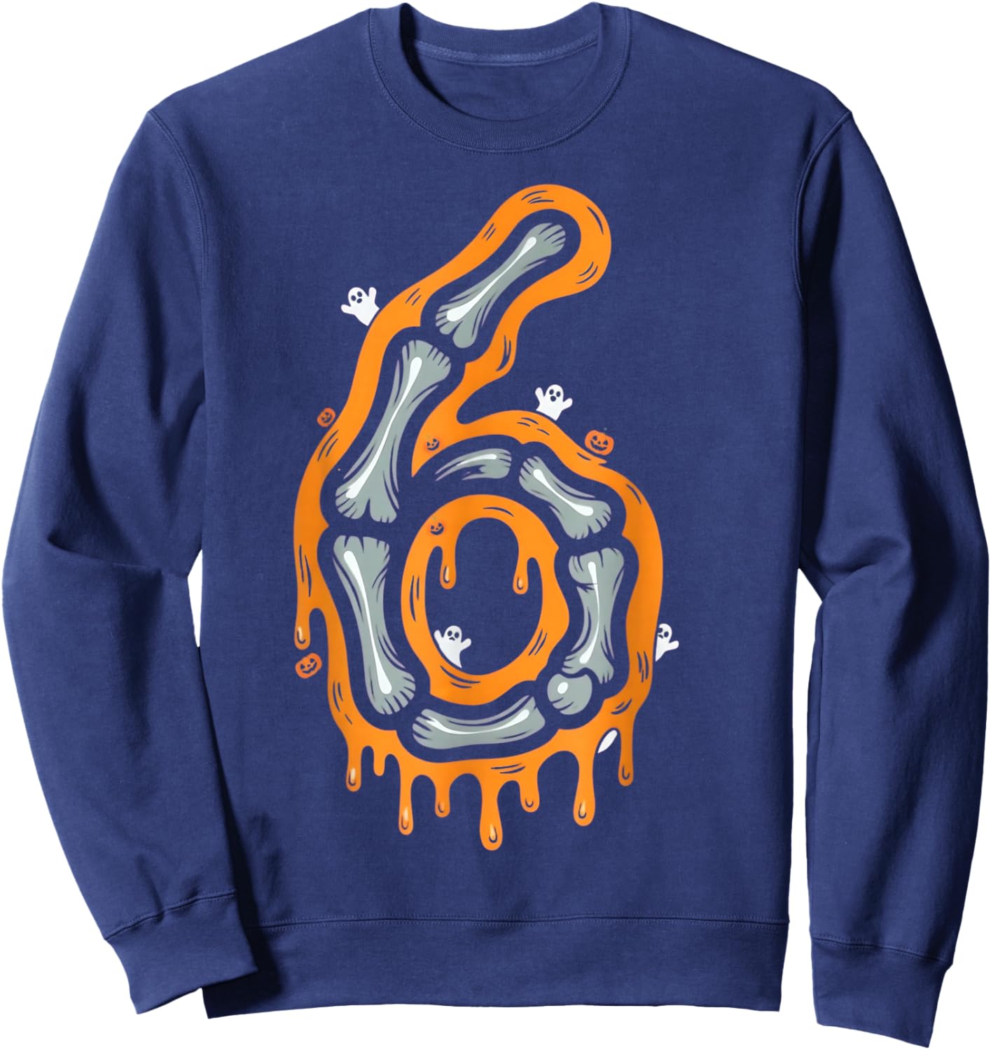 Six Seven Meme 6 7 Skeleton Halloween Costume Couple Sweatshirt - Sweatshirt | Navy