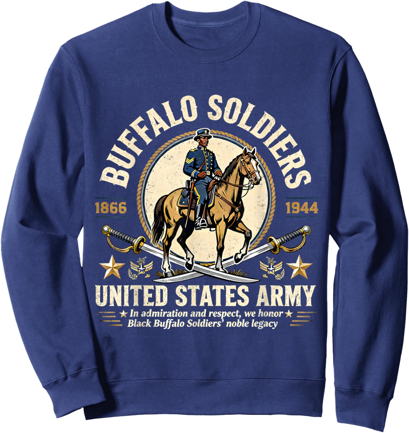 Buffalo Soldiers Black History United States Army Honor Sweatshirt - Sweatshirt | Navy