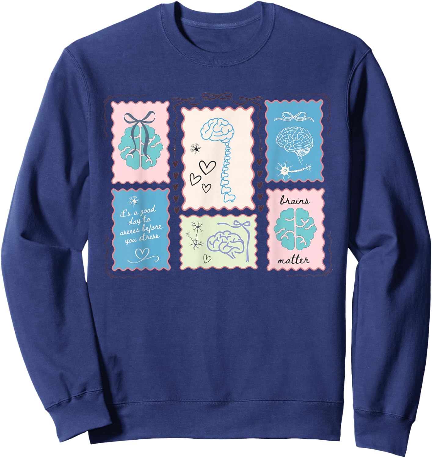 Neuroscience Forensic Science Coquette Bow Neurology Anatomy Sweatshirt - Sweatshirt | Navy
