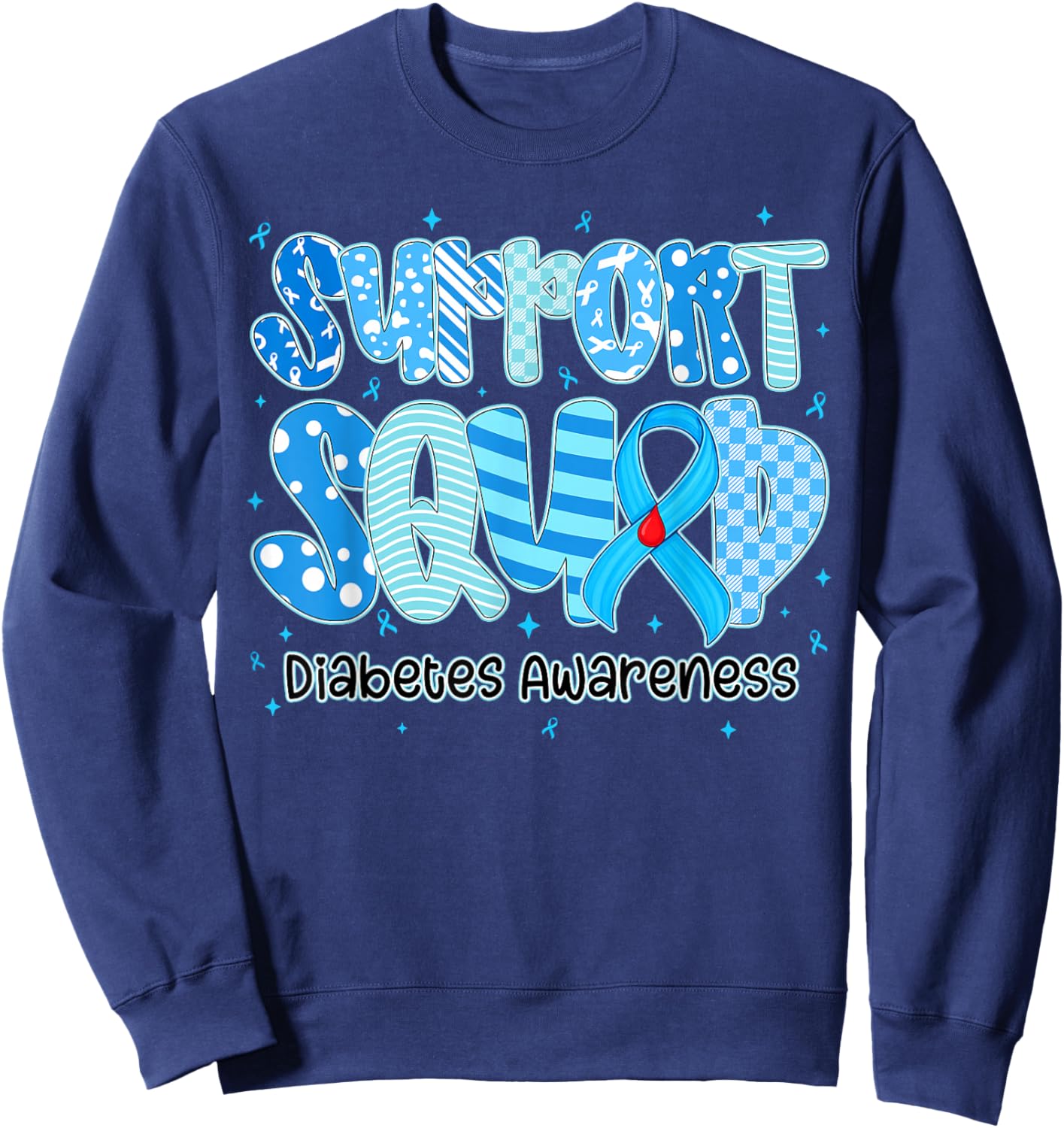in November We Wear Blue Diabetes Awareness Support Squad Sweatshirt - Sweatshirt | Navy