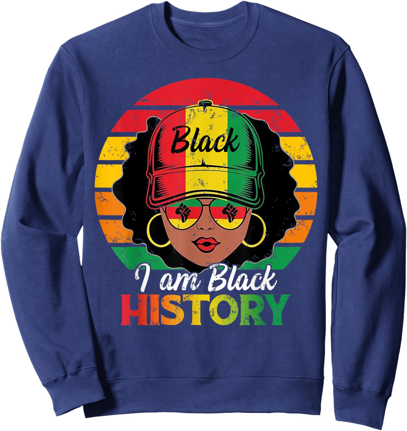 Funny I'm Black History Month African American Women Girls Sweatshirt - Sweatshirt | Navy
