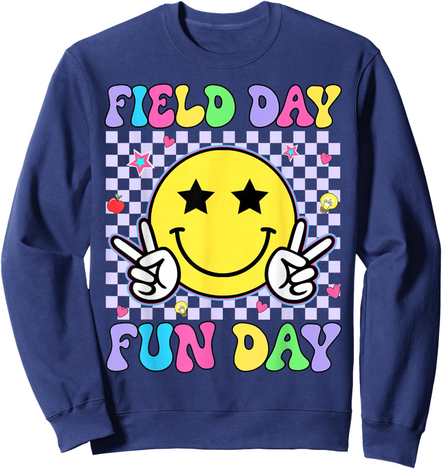 Retro Groovy Field Day Fun Day Teacher Kids Field Day 2026 Sweatshirt - Sweatshirt | Navy