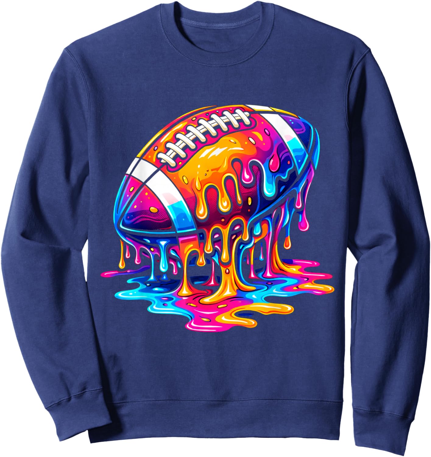 Colorful Ice Cream Drip Football Boys Kids Sport Lovers Sweatshirt - Sweatshirt | Navy