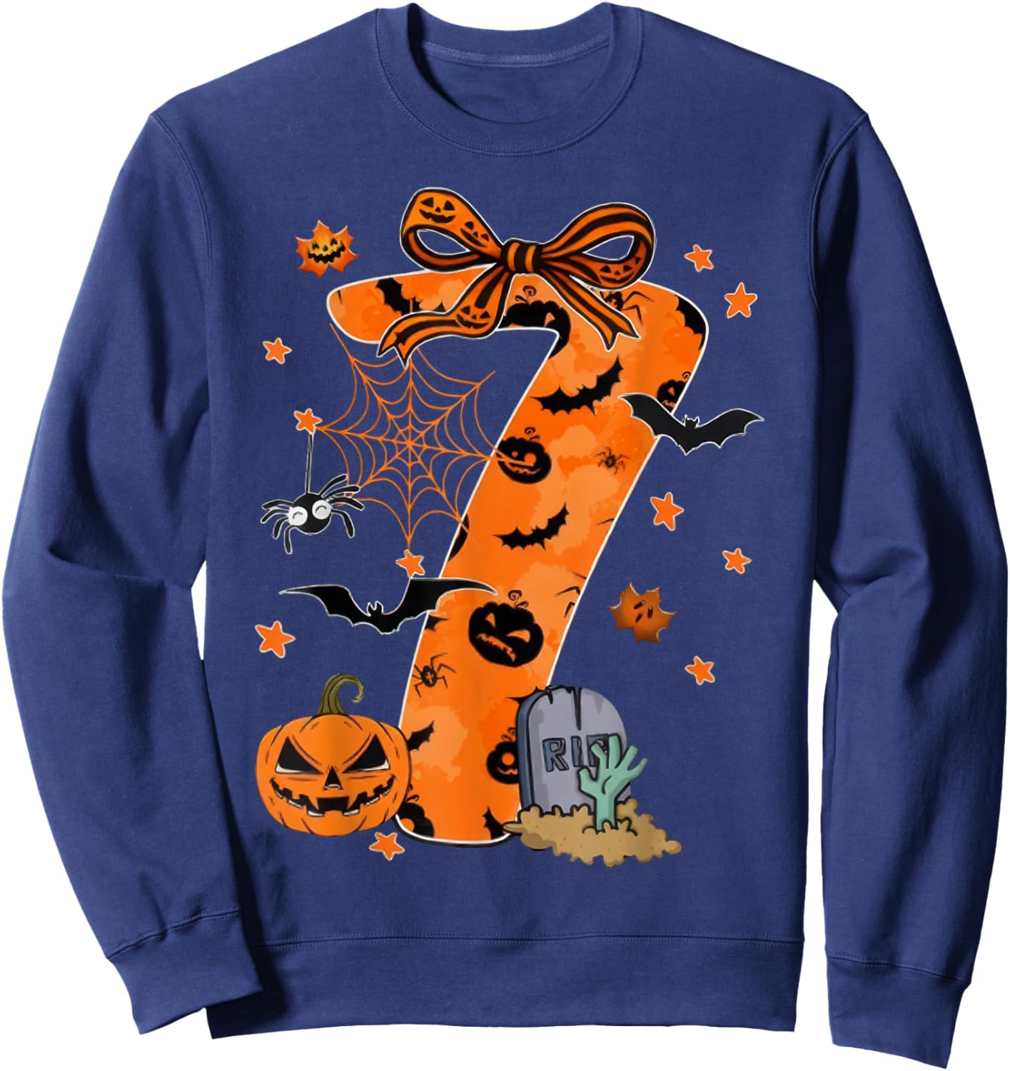 Fun Six Seven 6 7 Meme Design Couples Halloween Sweatshirt - Sweatshirt | Navy