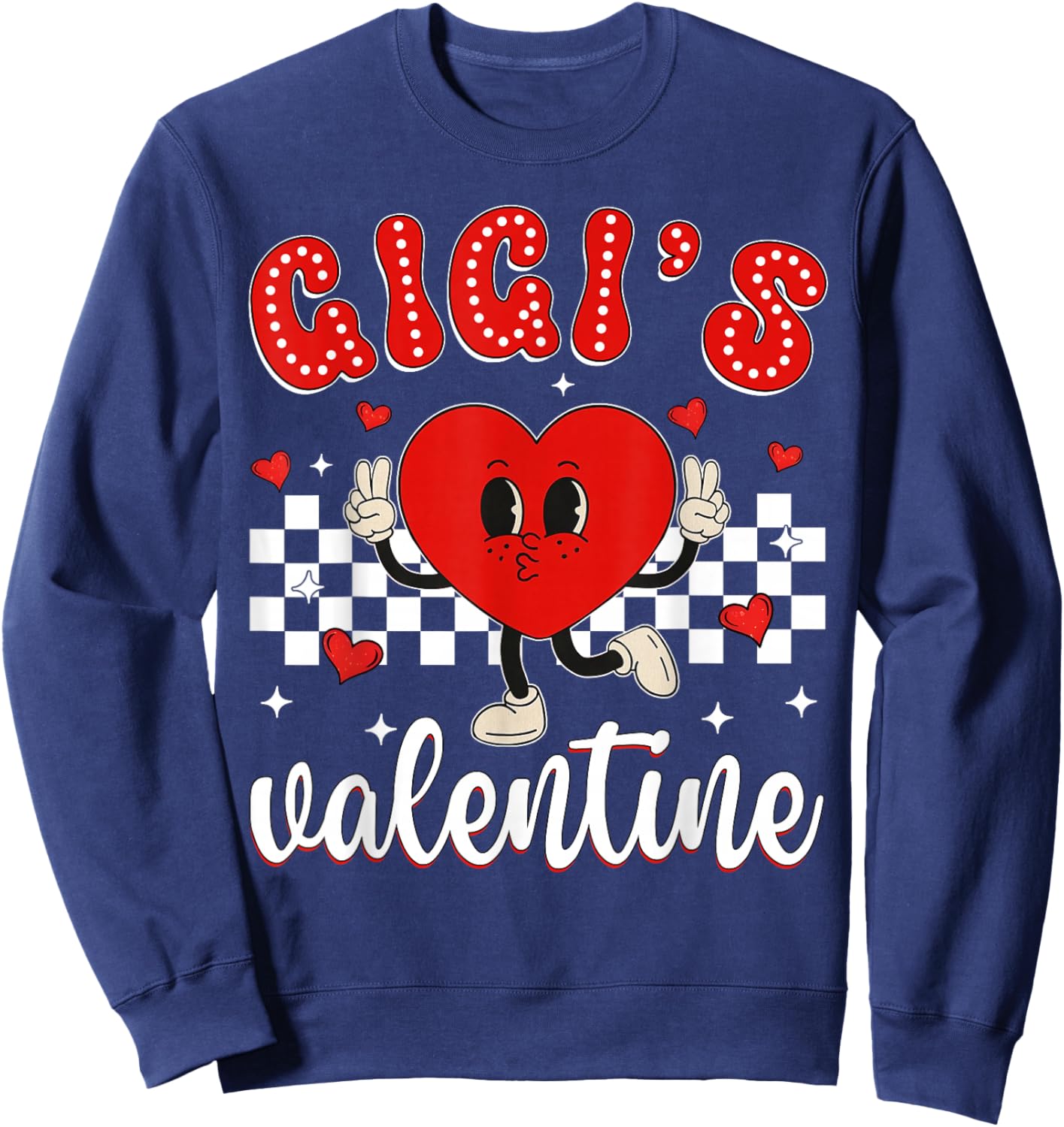 Gigi's Valentine Heart Cute Kids Retro Groovy Boy Girl Sweatshirt - Sweatshirt | Navy