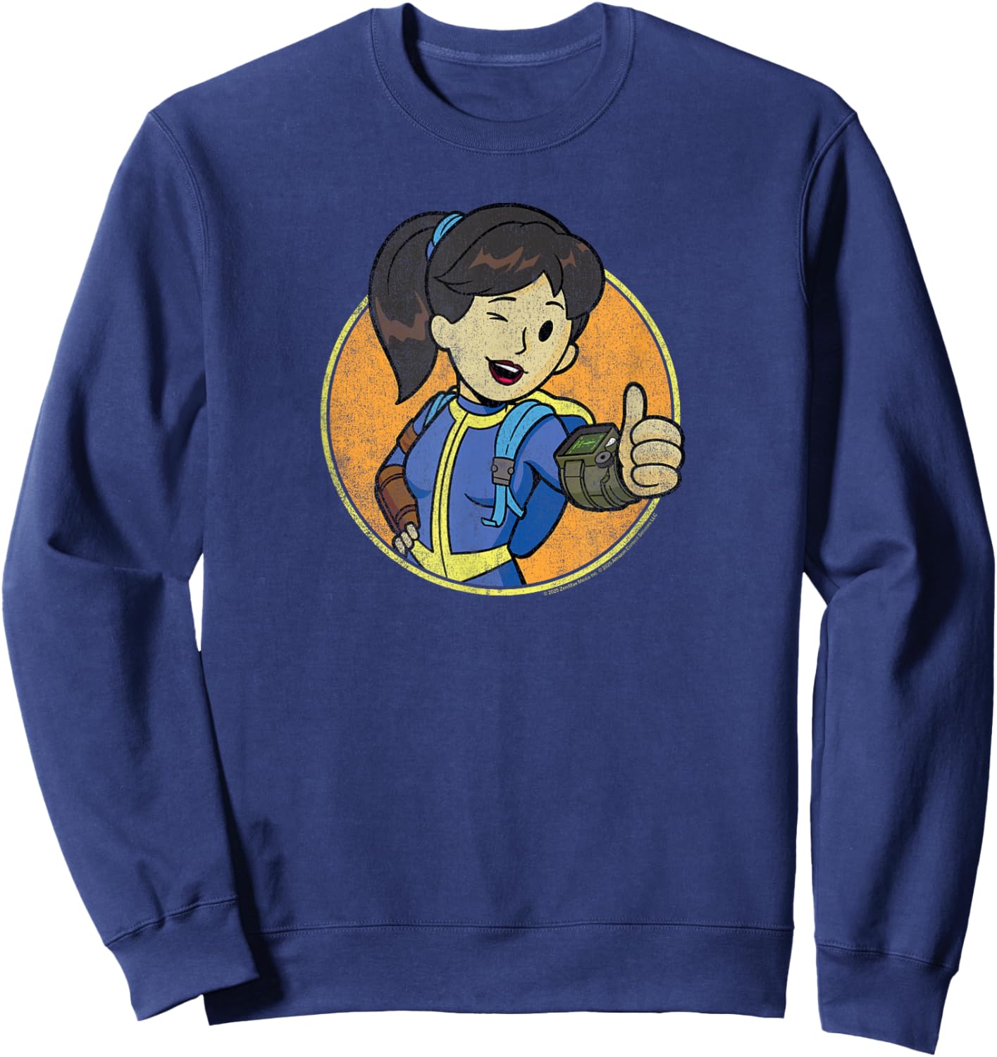 Fallout Thumbs Up Lucy Illustration Video Game TV Show Sweatshirt - Sweatshirt | Navy