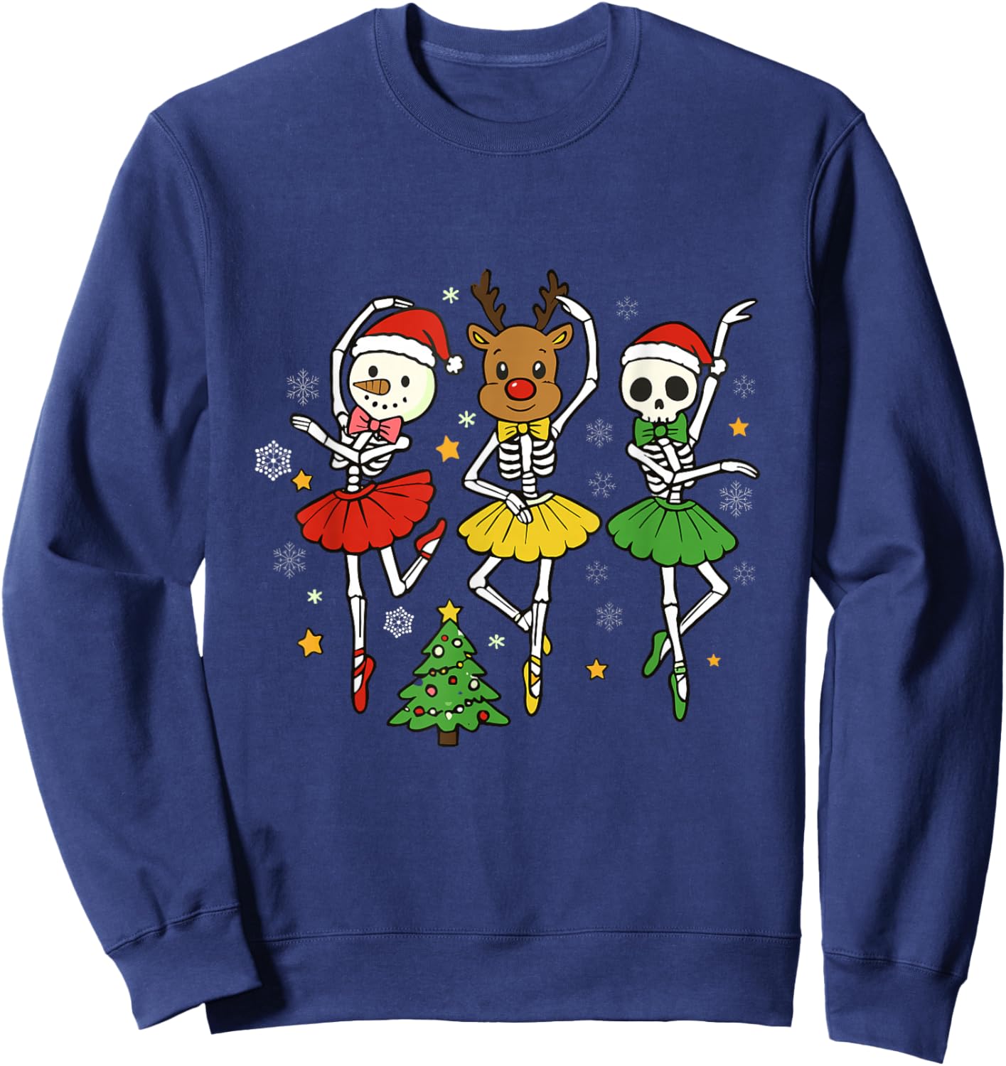 Girls Christmas Ballet Skeleton Ballerina Women Skeleton Sweatshirt - Sweatshirt | Navy
