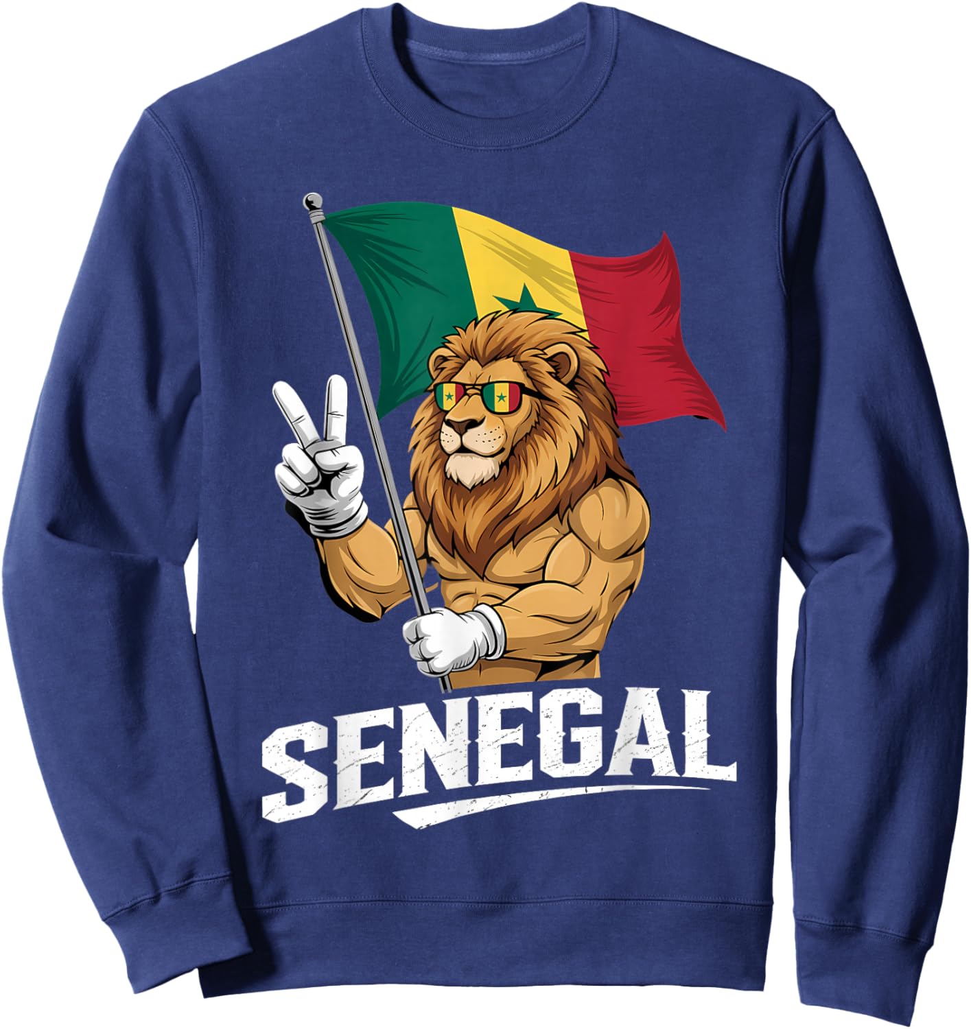 Senegal Roots Lion Senegalese Flag Sweatshirt - Sweatshirt | Navy