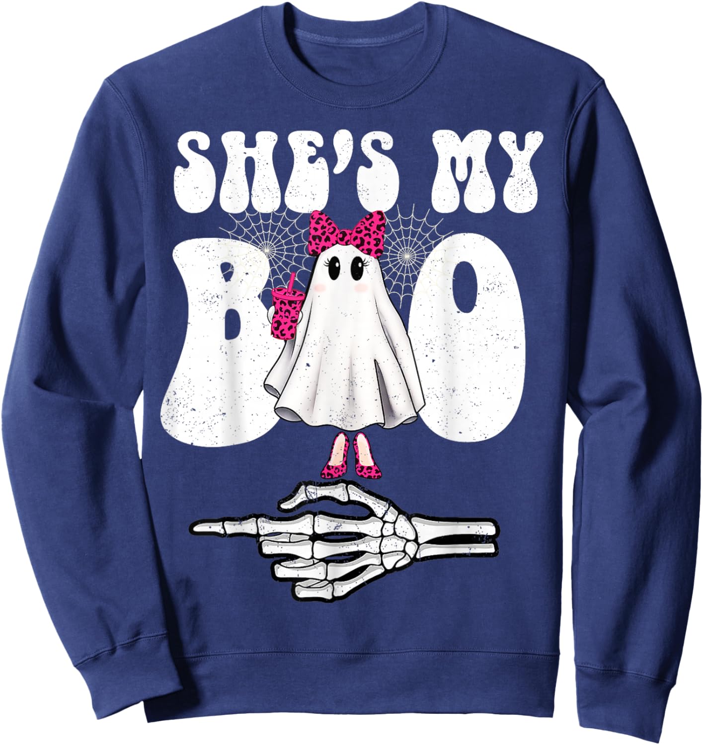 Shes My Couple Matching Halloween Costumes Boo Sweatshirt - Sweatshirt | Navy