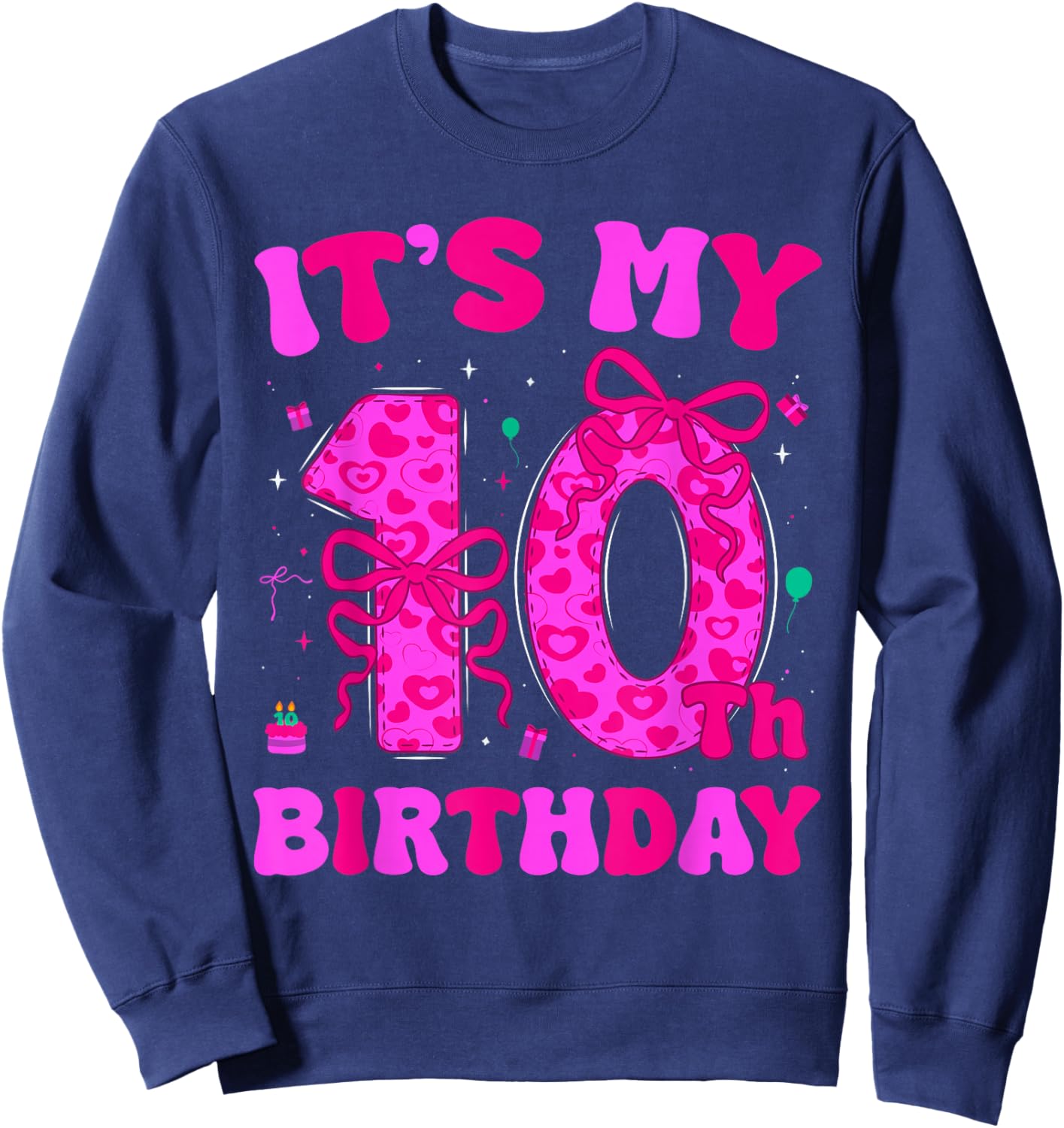 It's My 10th Birthday Coquette Bow 10th Birthday Girl Sweatshirt - Sweatshirt | Navy