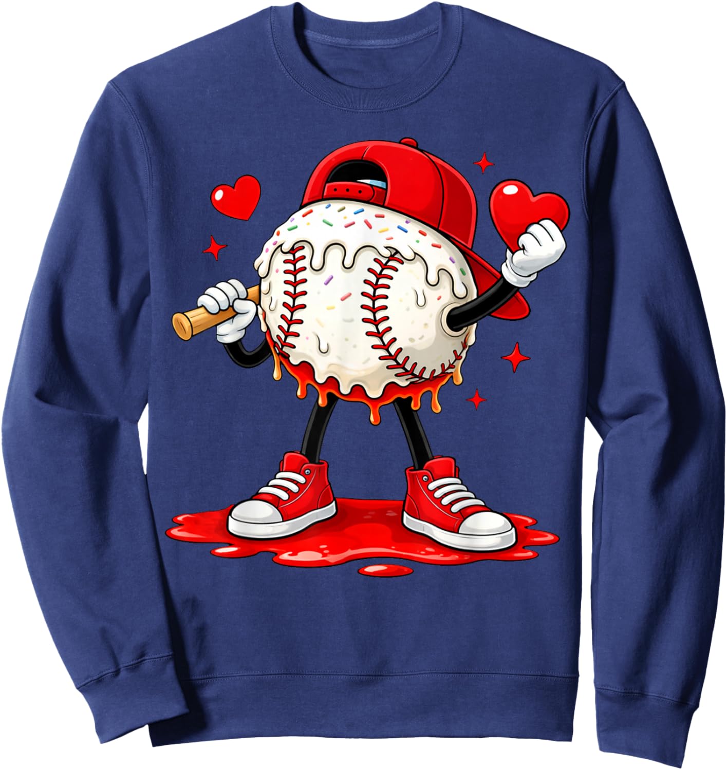Kids Valentine Baseball Boys Valentines Day Sweatshirt - Sweatshirt | Navy